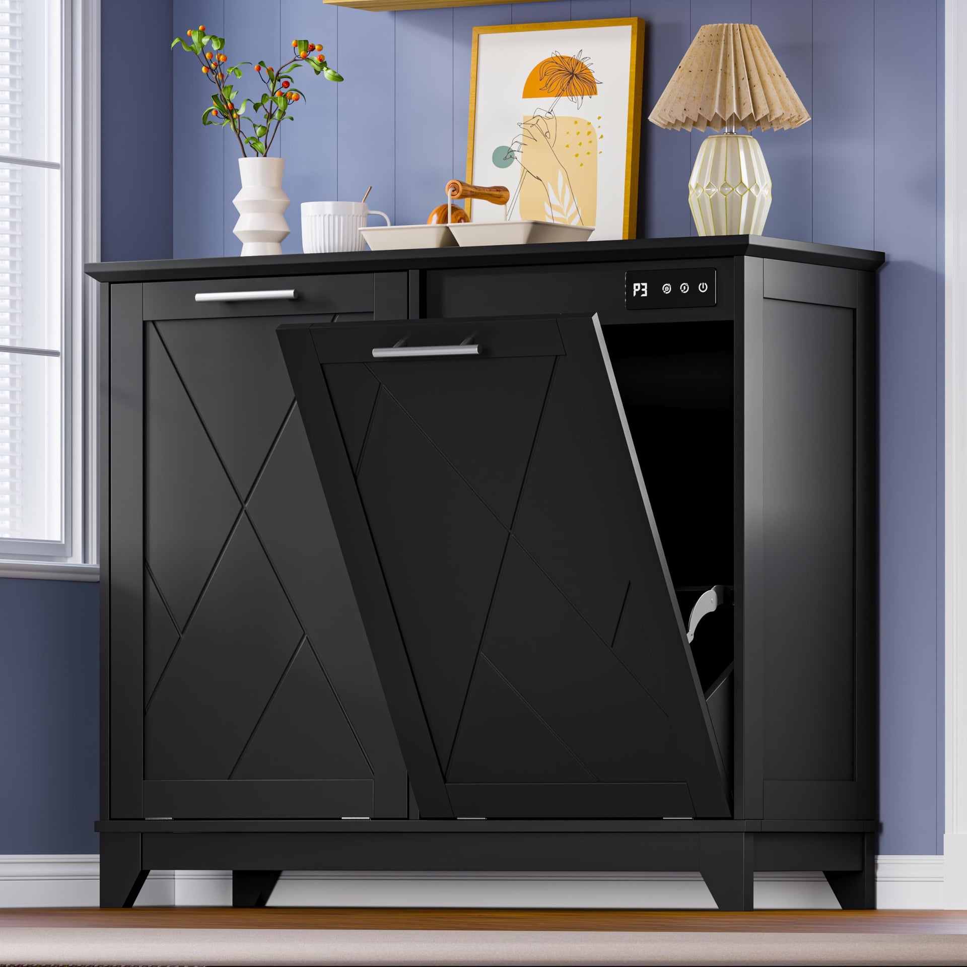 Tilt Out Trash Can Cabinet for 2 Bins