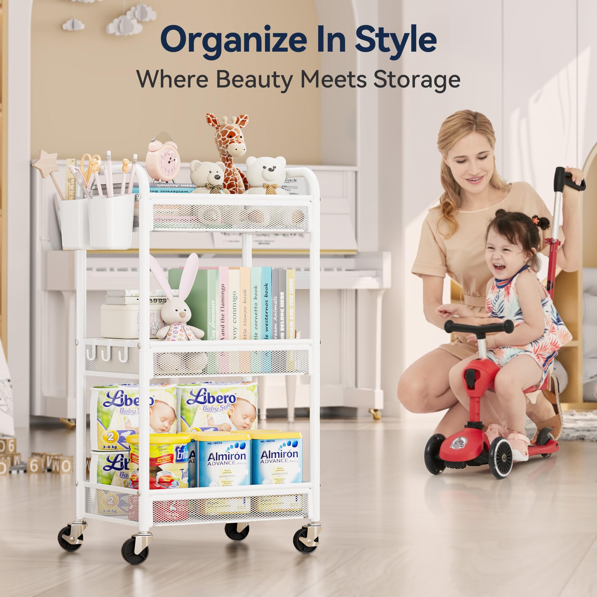 3 Tier Metal Rolling Cart