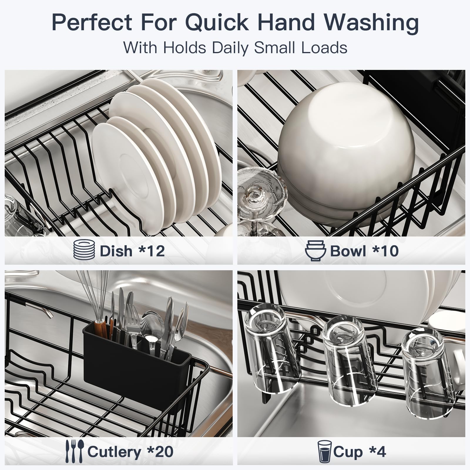 Dish Drying Rack Over The Sink with Utensil Holder