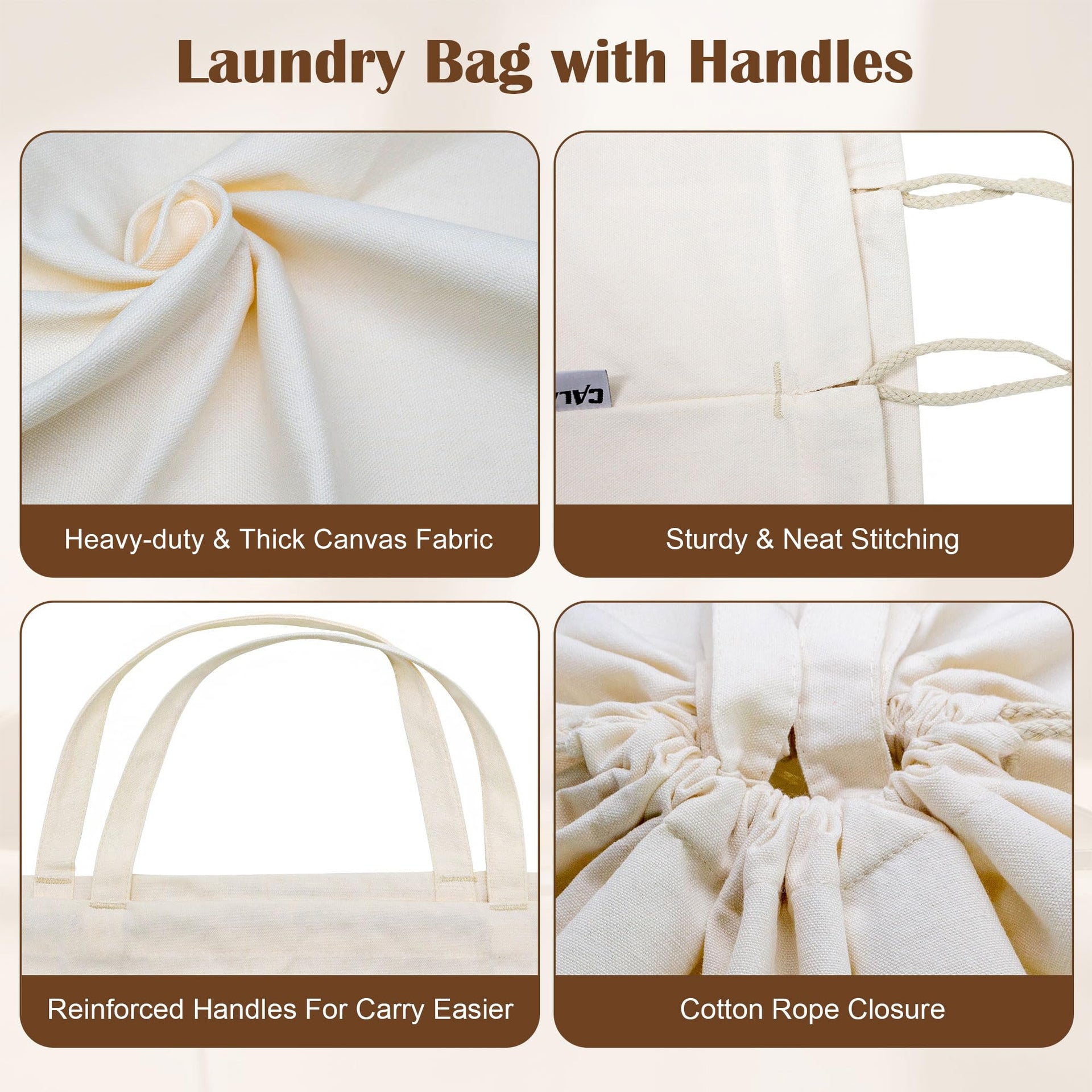 Canvas Laundry Bag Extra Large Heavy Duty Storage Bag 40"W x 35"H