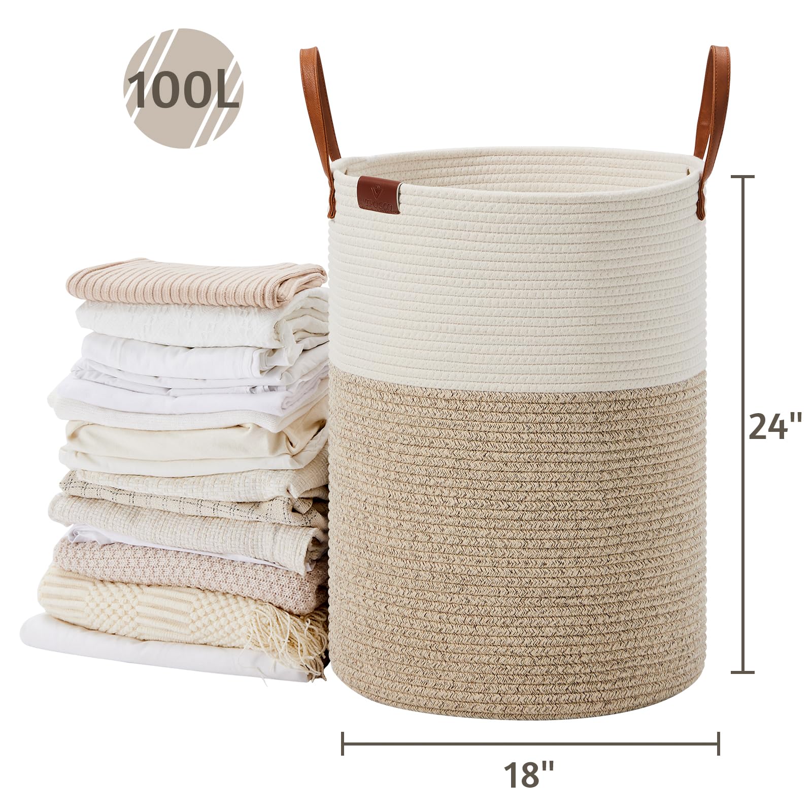 100L Tall Woven Rope Laundry Hamper (3381.4023 Fl Oz) - ModHome Supplies