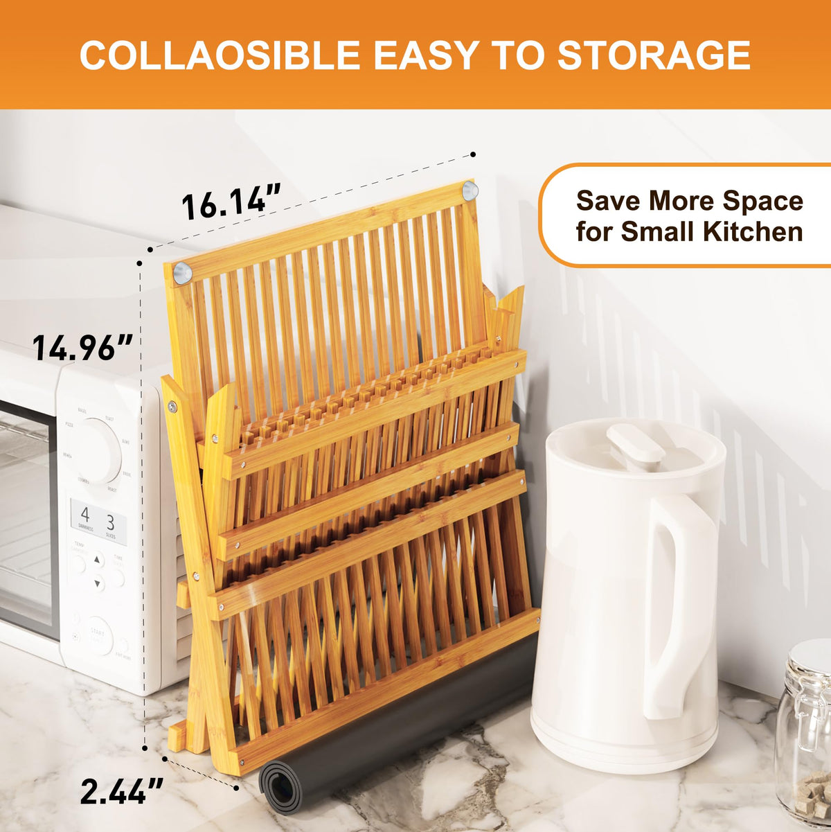 Bamboo Dish Drying Rack with Utensil Holder