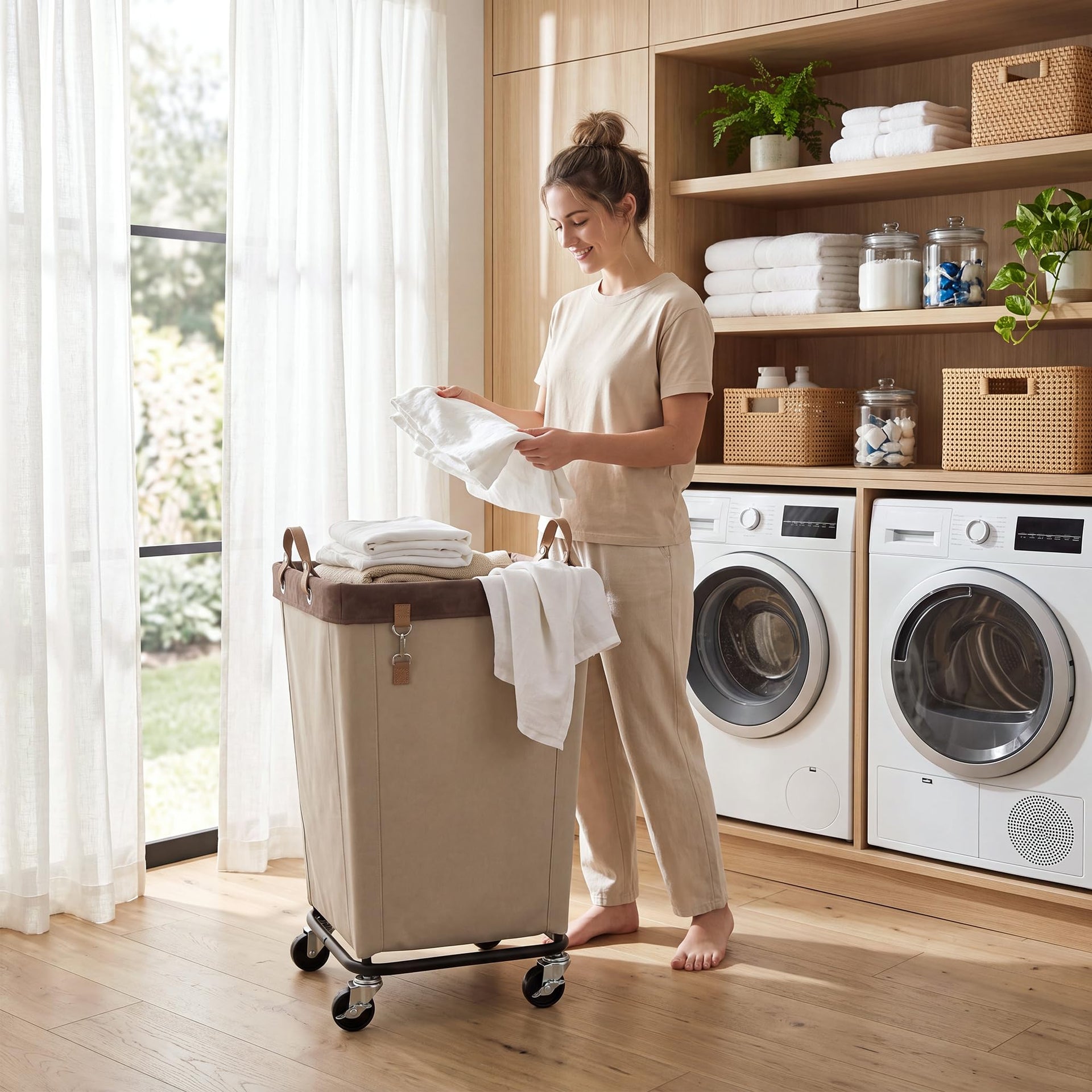 110L Laundry Basket with Wheels