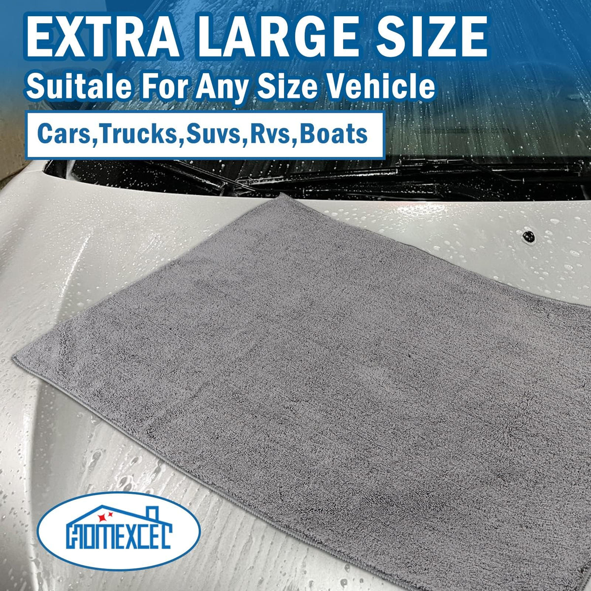 Professional Large Microfiber Car Drying Towels 4 Pack (4 Count)