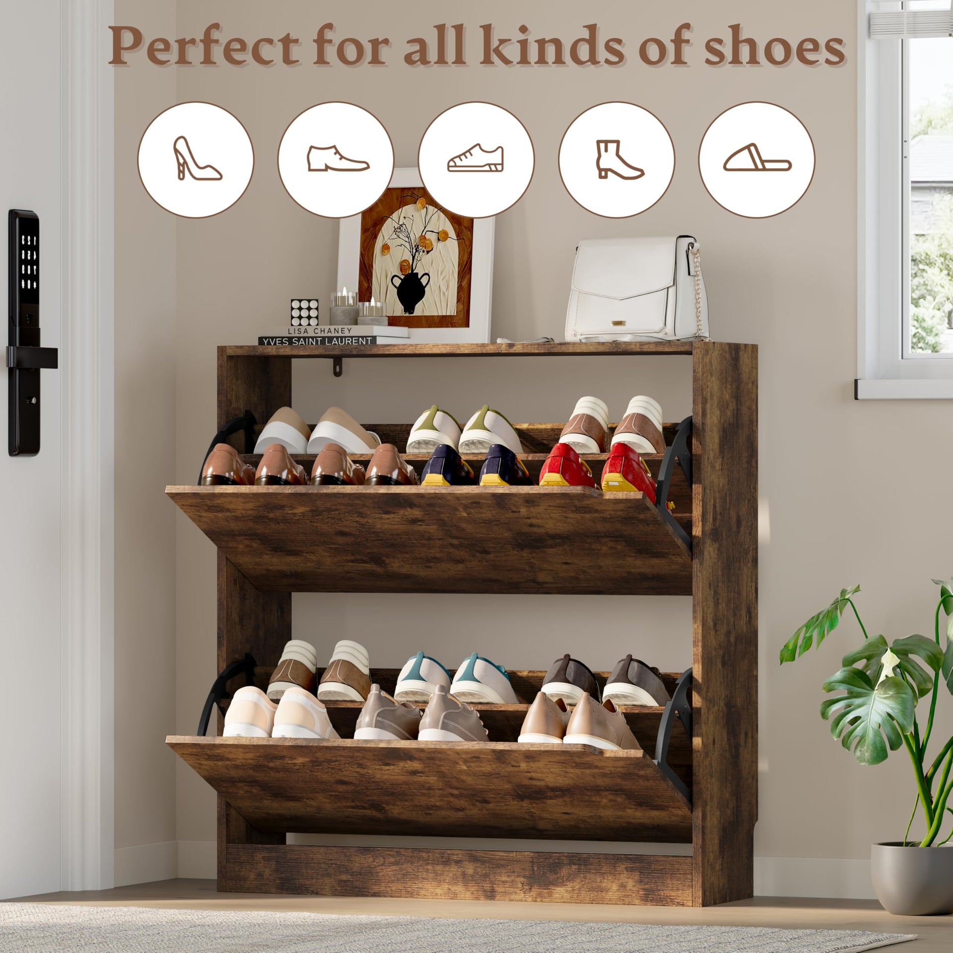 Shoe Cabinet with 2 Flip Drawers