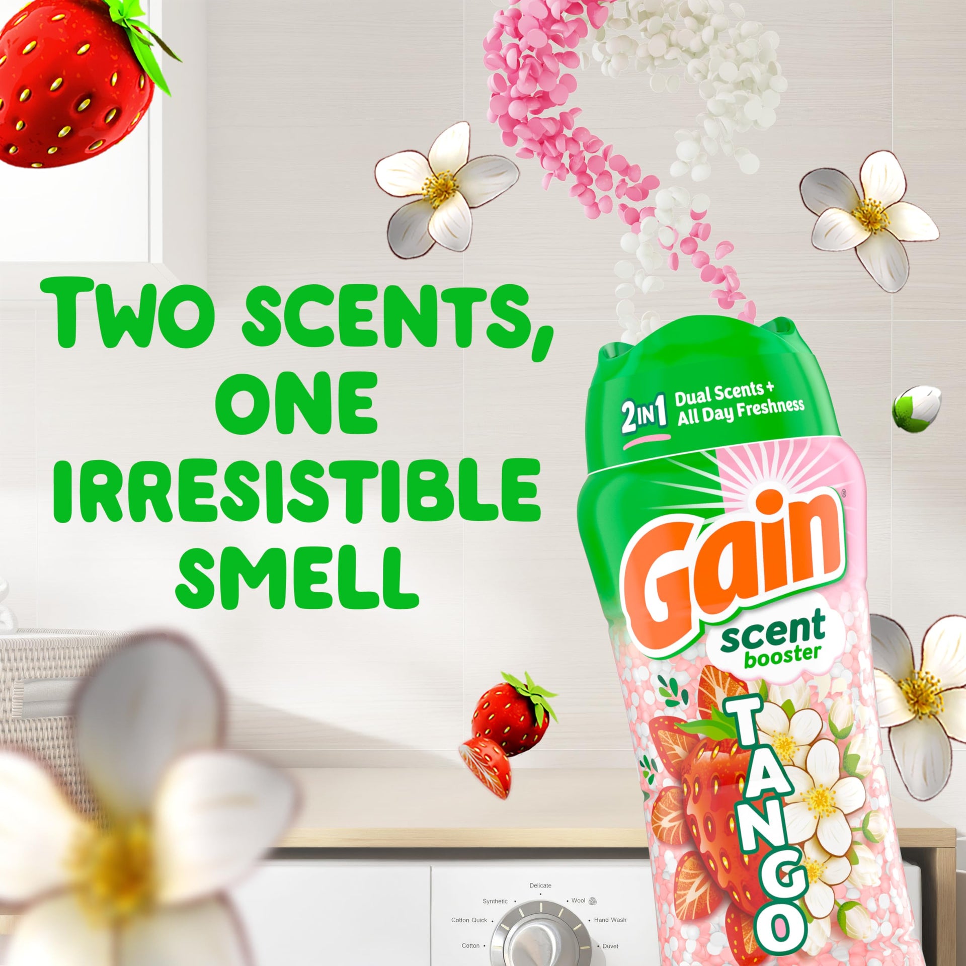 Tango 2-in-1 Laundry Scent Booster Beads, Strawberry and Shea Scent, 21.1 oz, Laundry Beads with Dual Scents Plus All Day Freshness (21.1 Ounce)