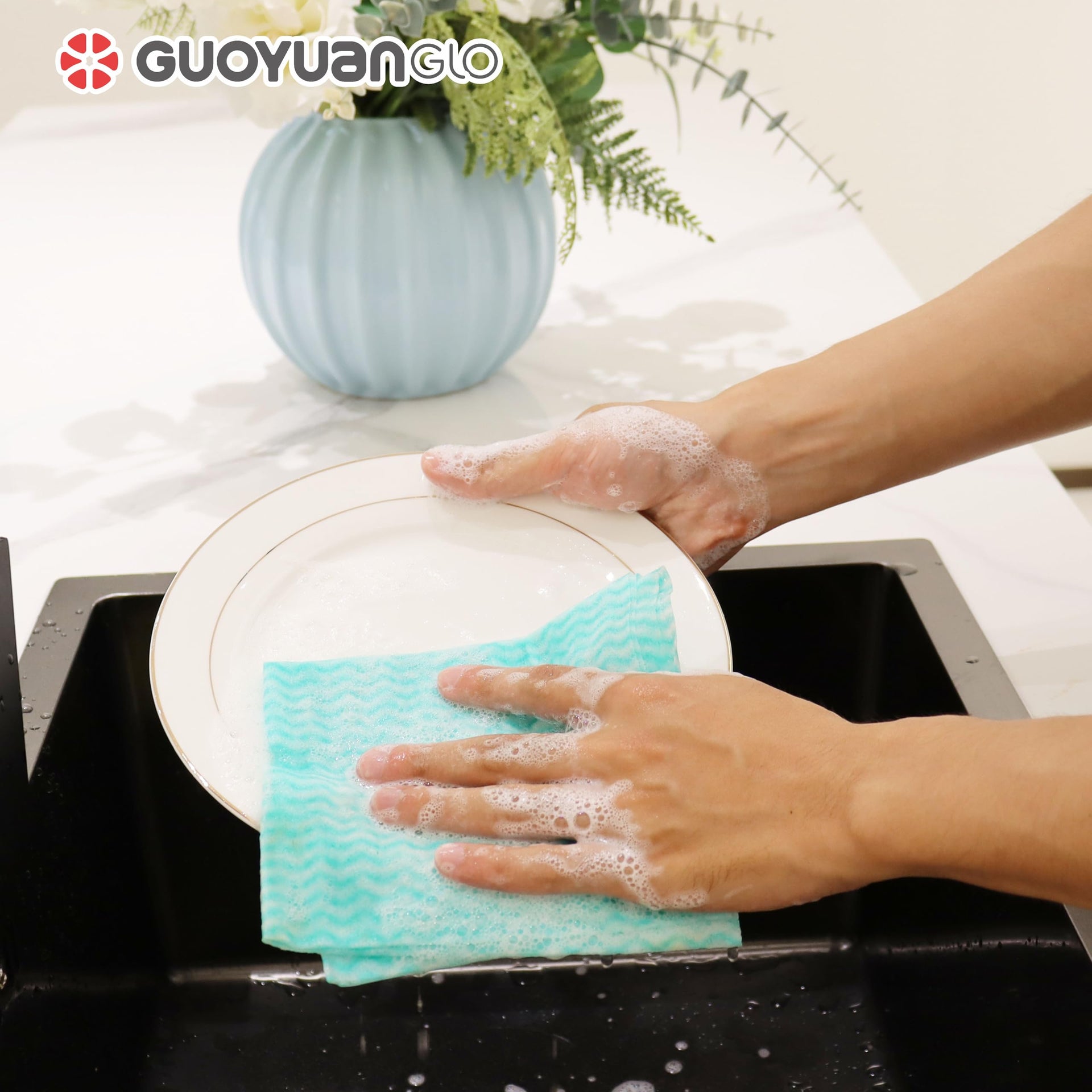 Disposable Cleaning Cloths Reusable Dsih Cloths for Kitchen Disposable Dish Rag Dry Fast 11.8x11.8 inch Pack of 100 (100 Count)