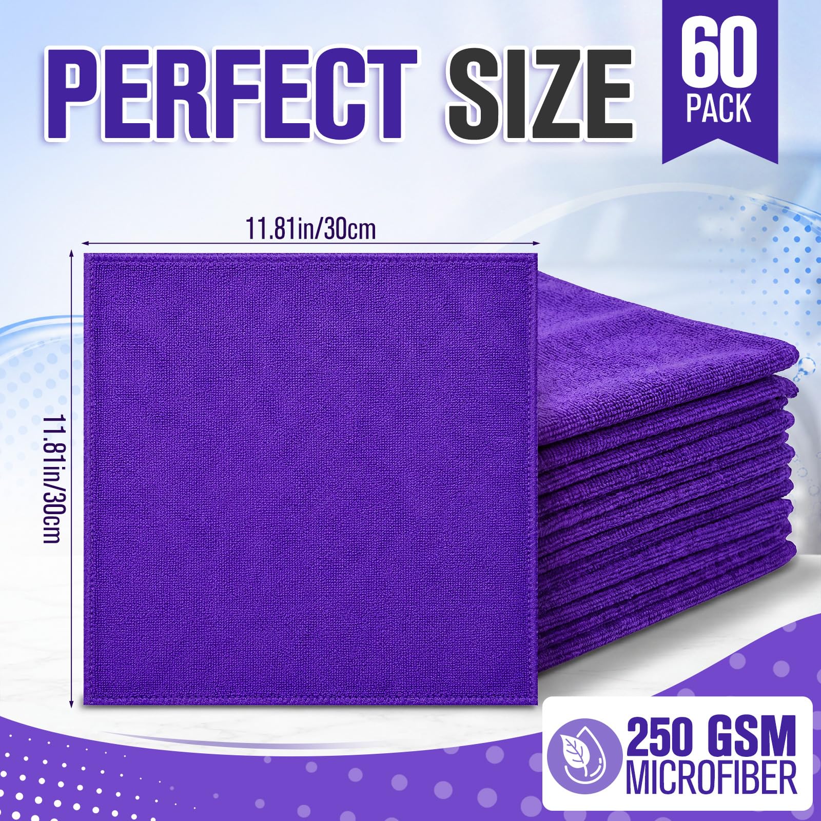 Microfiber Cleaning Cloths for Cars Ultra Absorbent Car Towels Drying Reusable Cleaning Supplies House Kitchen Window Microfiber Towel (60 Count)