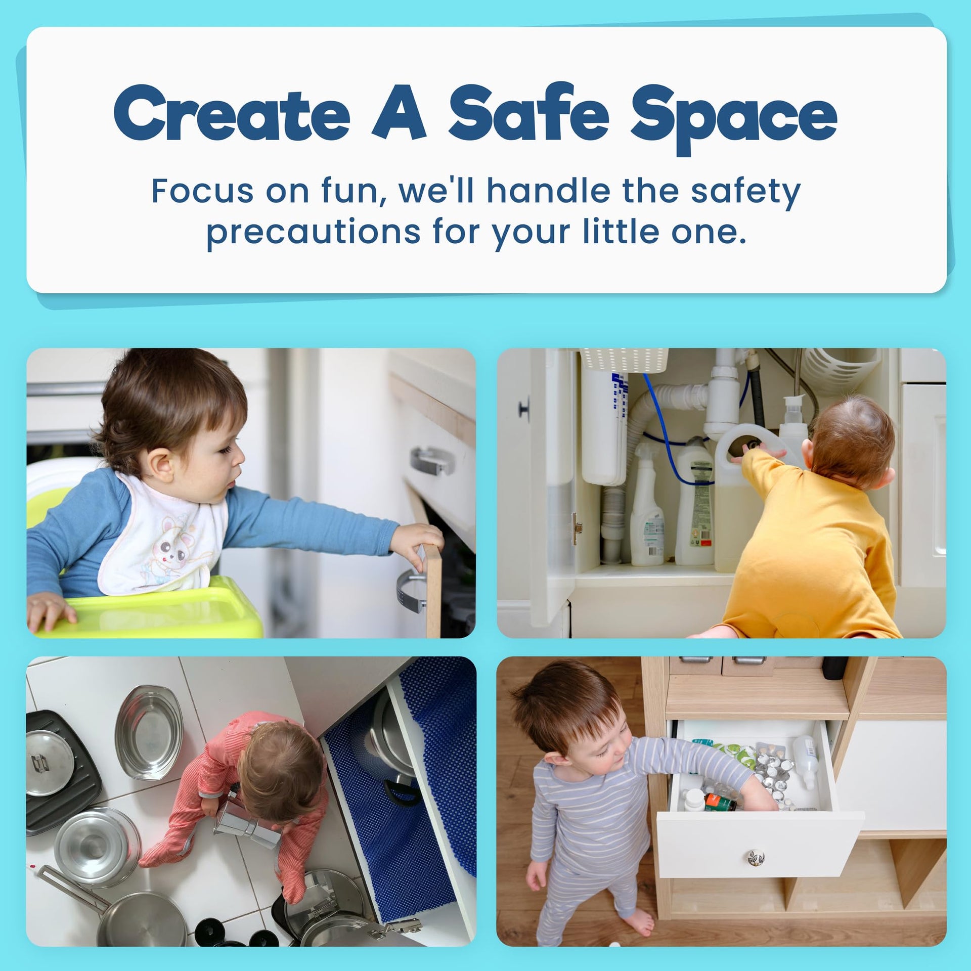 Upgraded Invisible Baby Proofing Cabinet Latch Locks (10 Count)