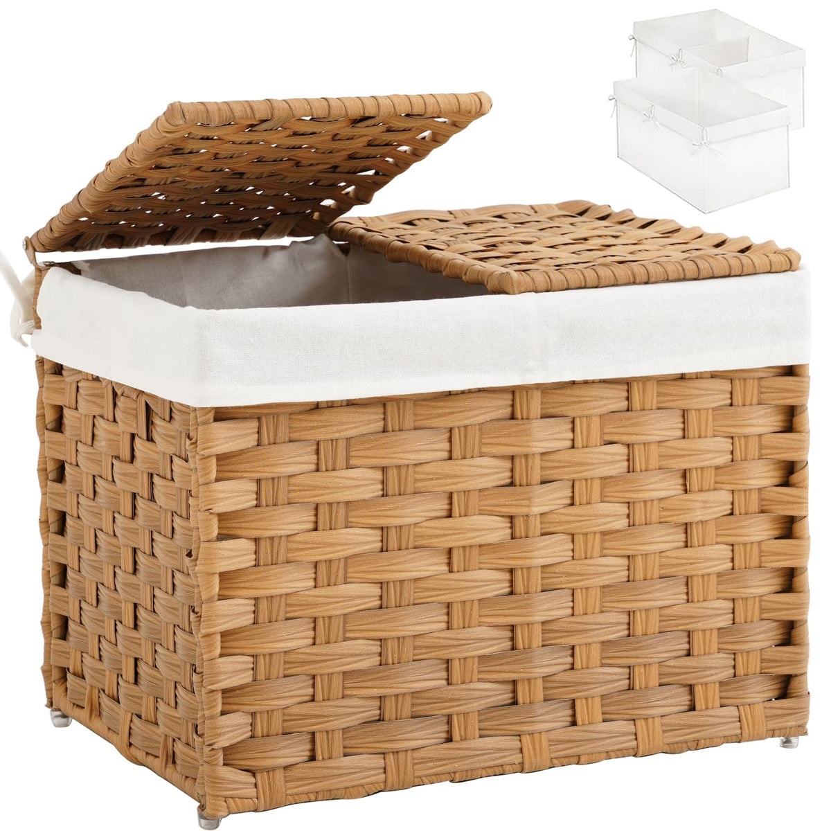 Storage Basket with Lid Woven Wicker Baskets