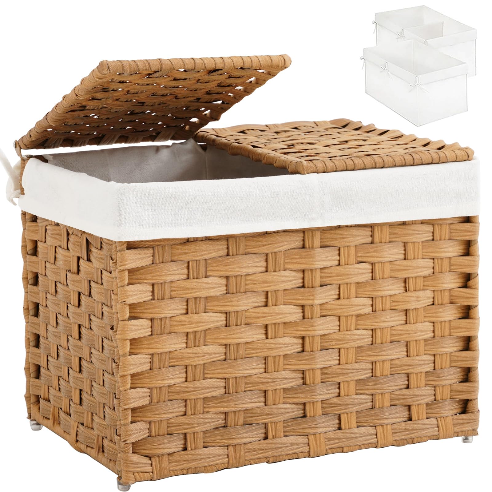 Storage Basket with Lid Woven Wicker Baskets