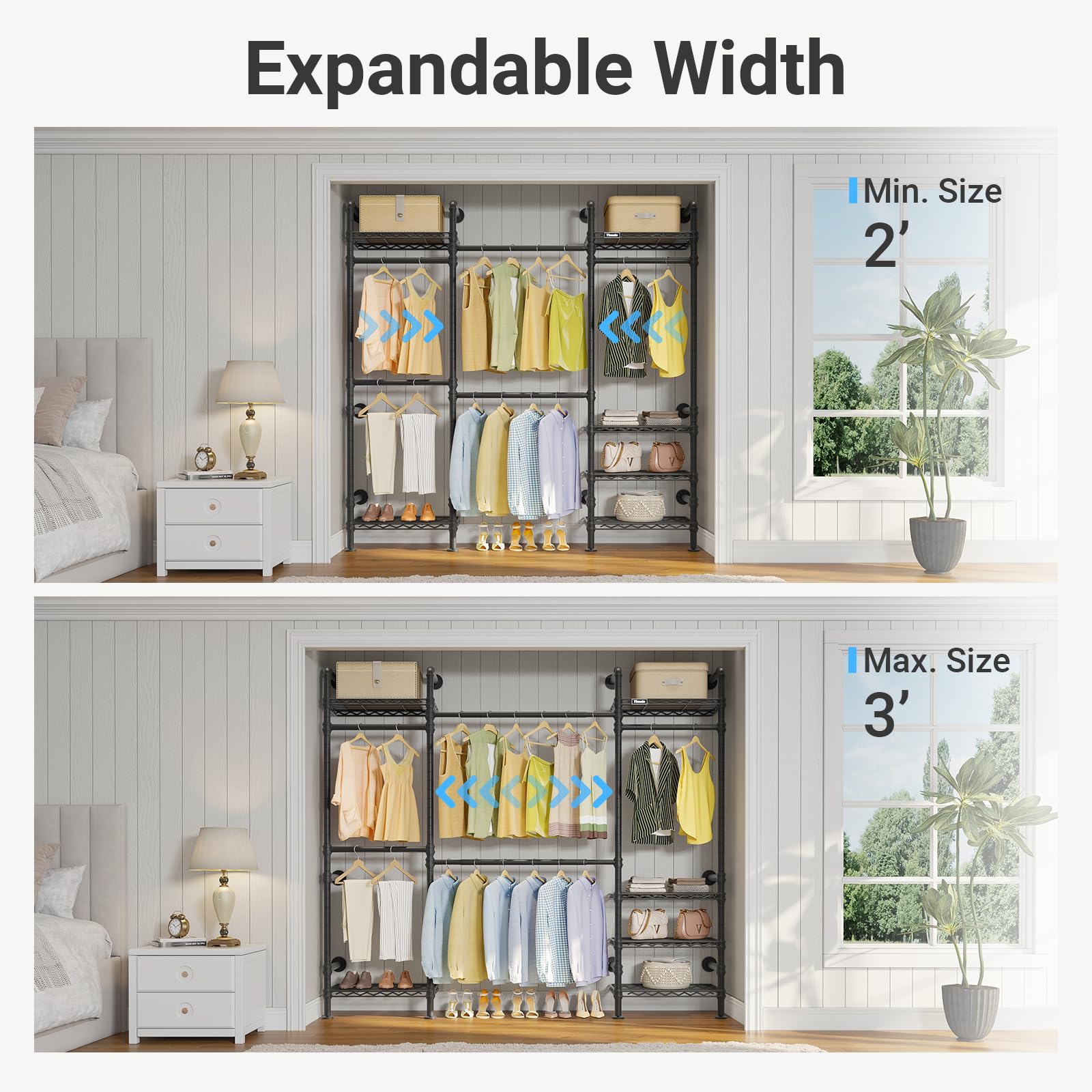 F3 Medium Wall Mounted Clothes rack Expandable Closet