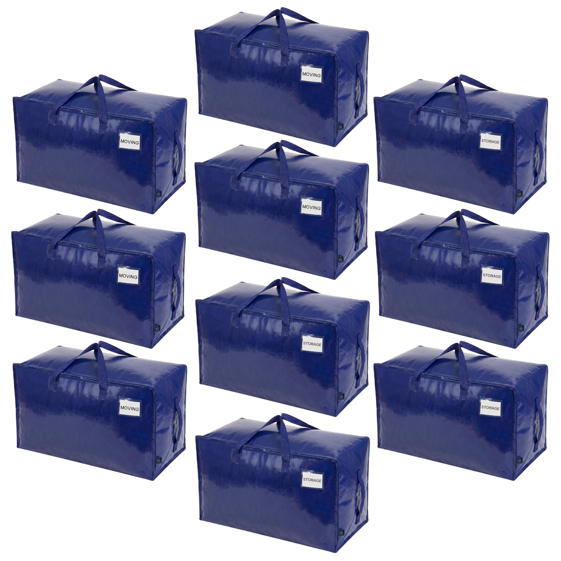 10 Pack Extra Large Heavy Duty Moving Bags with Wide Opening & Reinforced Handles (10 Count)