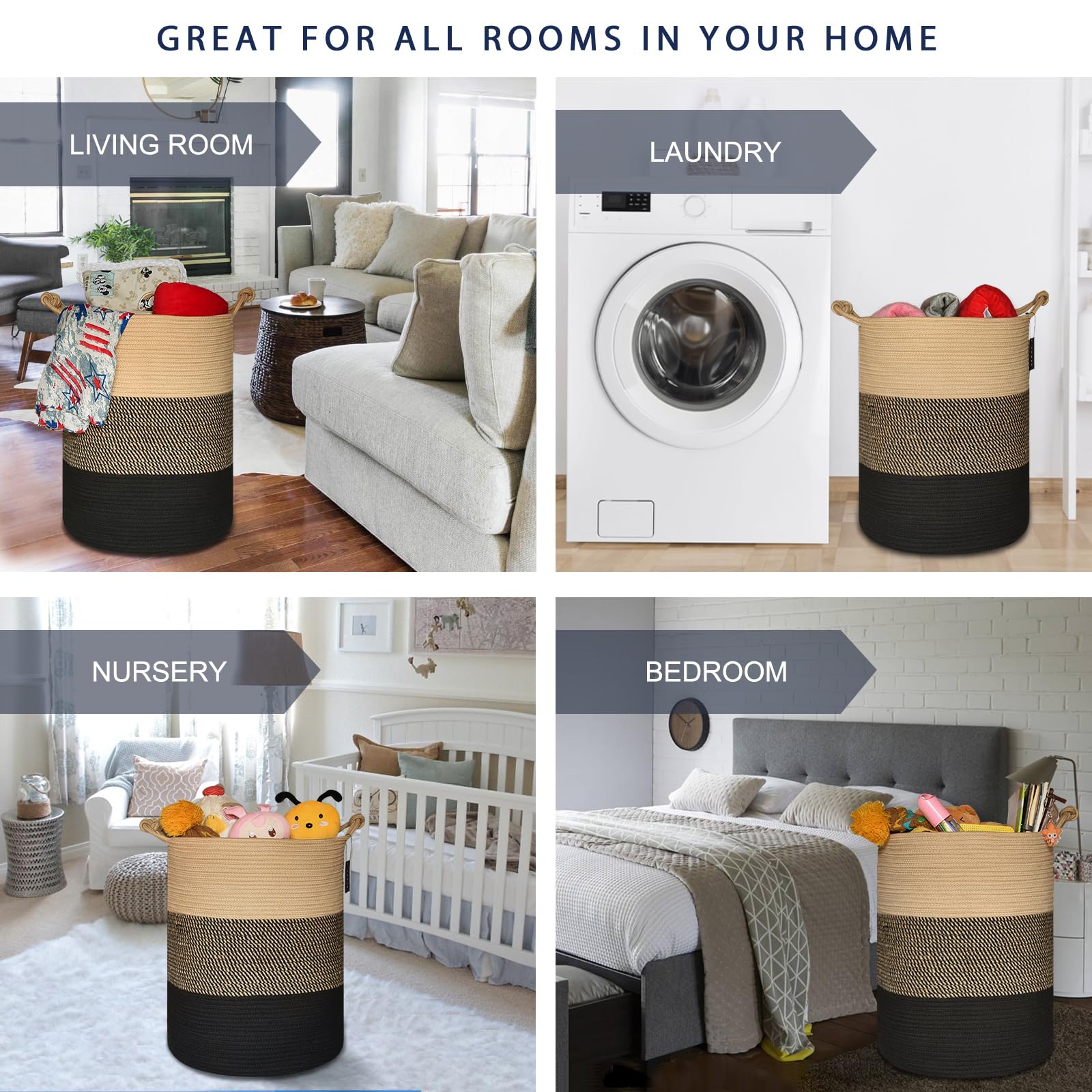 Tall Woven Blanket & Laundry Basket