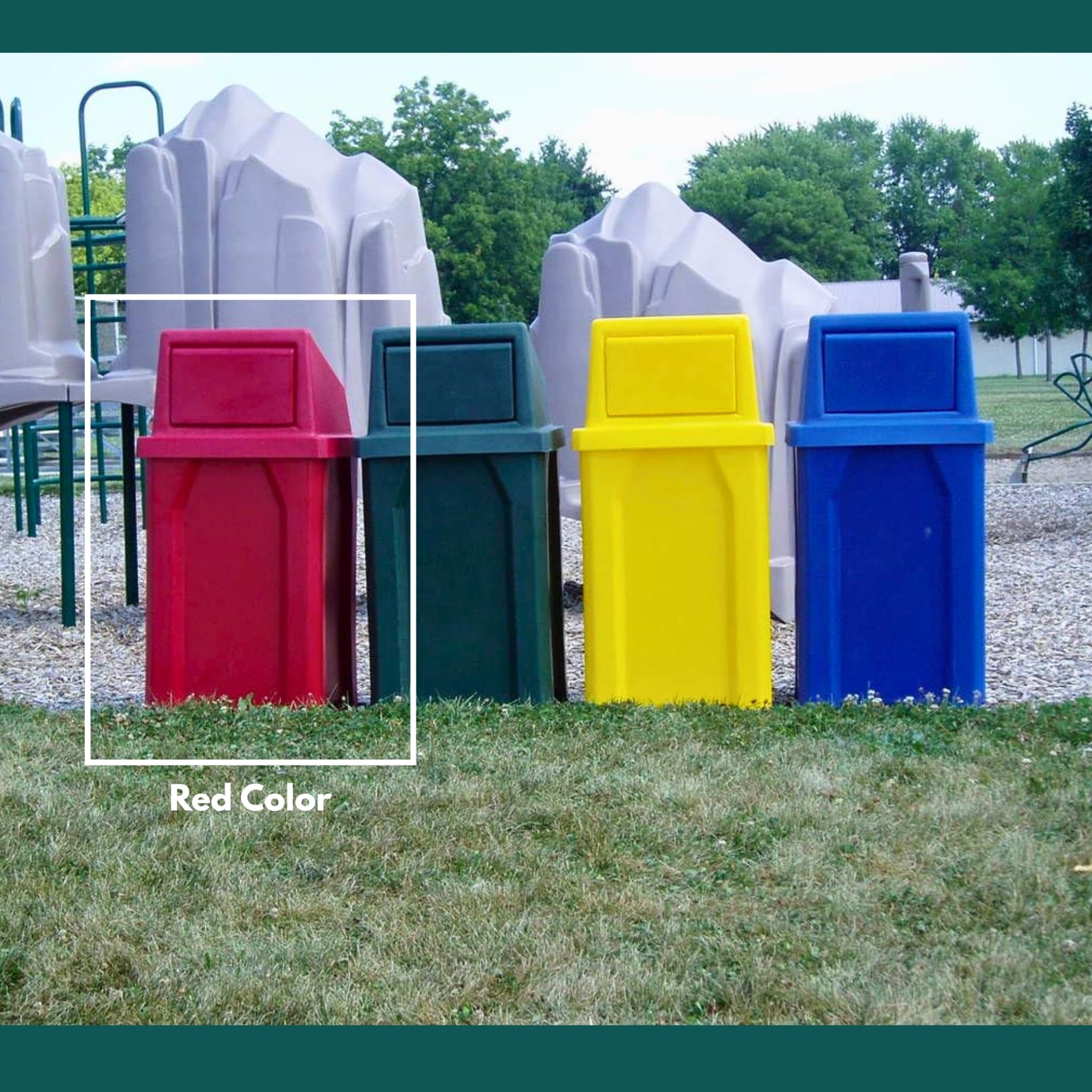 Campus Collection 32 Gallon Plastic Commercial Garbage Can with Push Lid