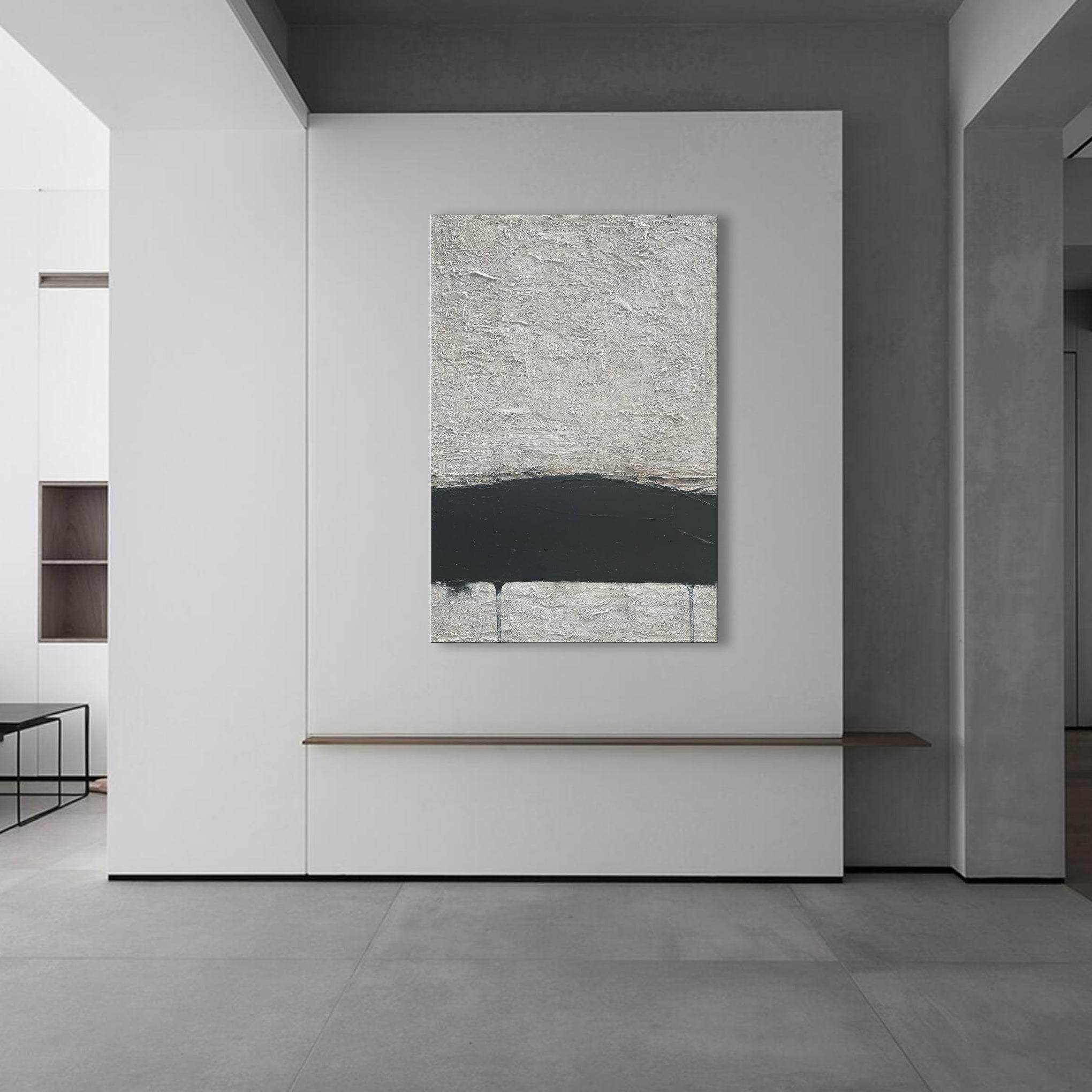 Hand Painted Minimalism Black and Gray Art Oil Painting Canvas Abstract Oil Painting Wall Art 36x24 Inch Home Wall Decoration