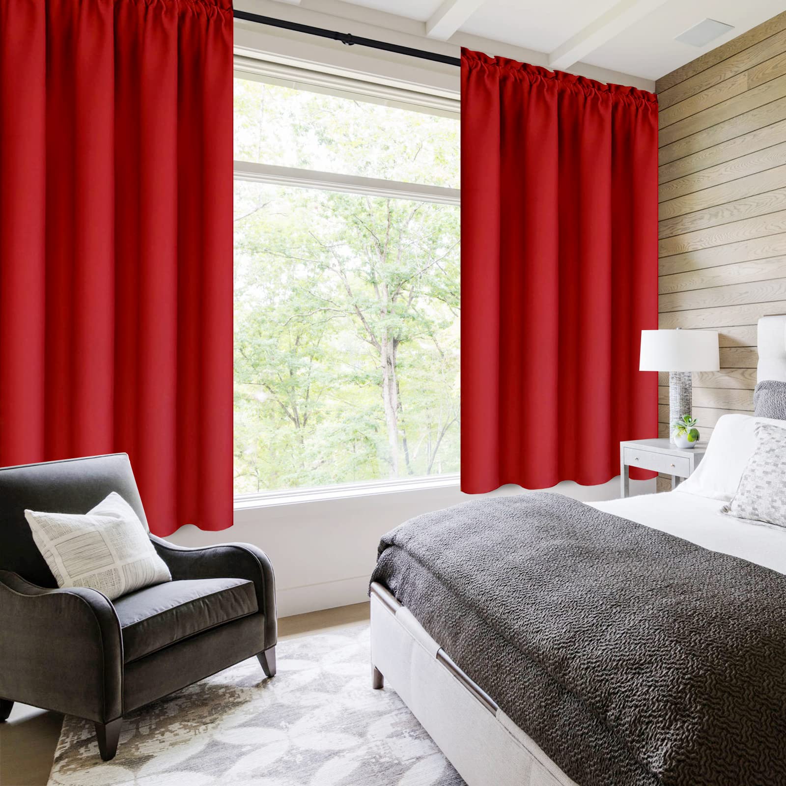 Blackout Curtains for Bedroom Living Room 42 x 45 Inch Long Red