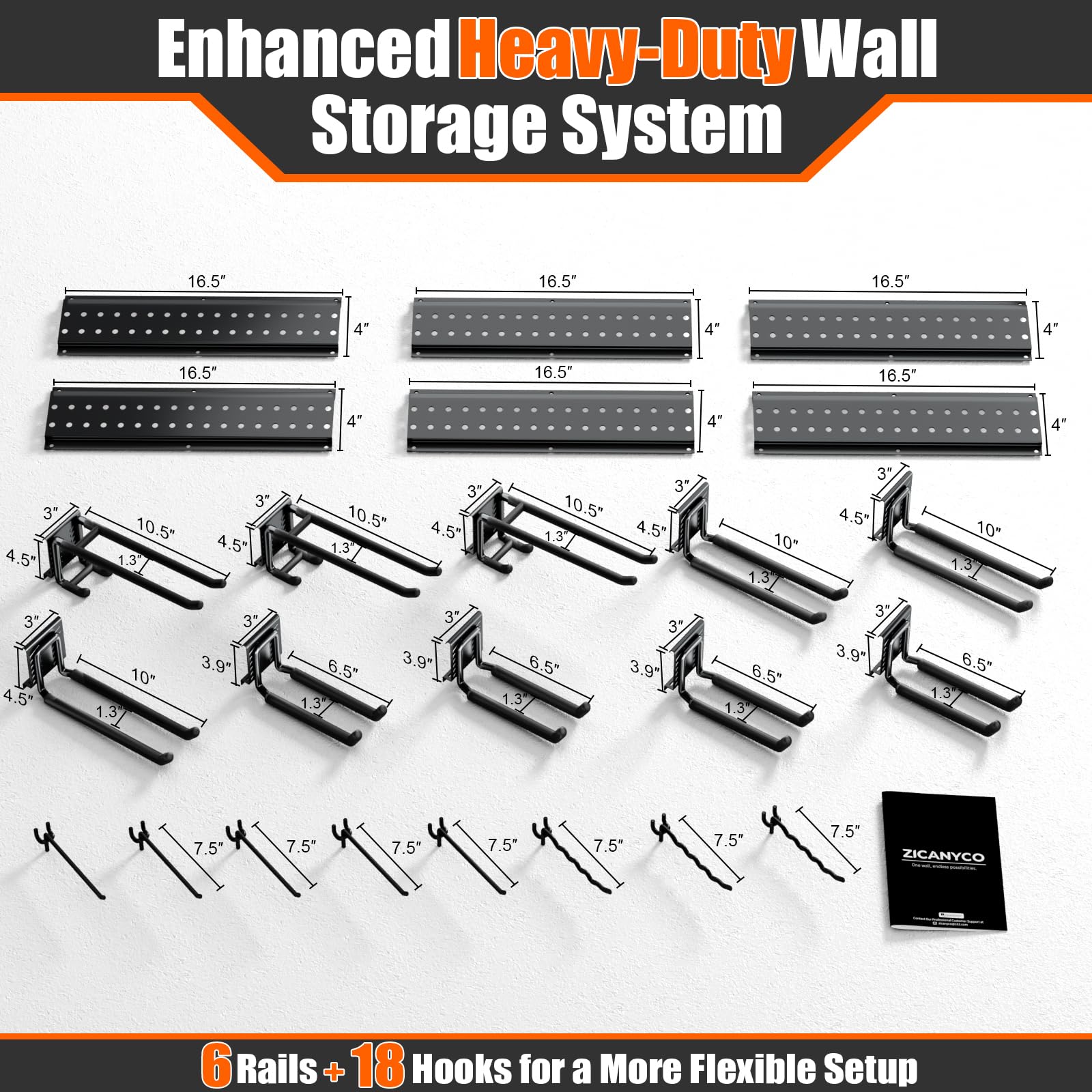 Garage Tool Organizer Wall Mount 99 inches with 18 Adjustable Heavy