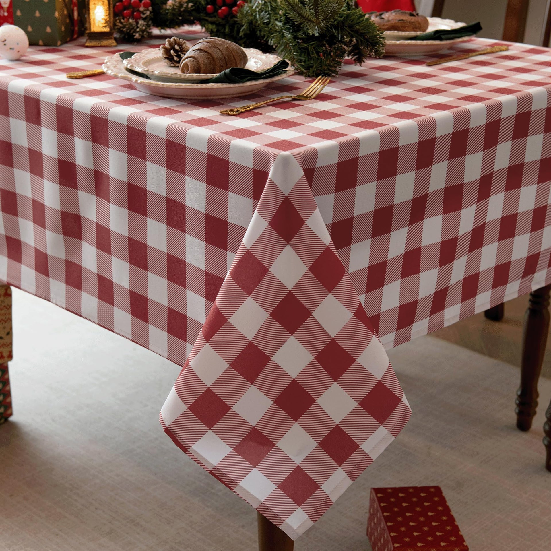 Classic Gingham Plaid Tablecloth Fabric