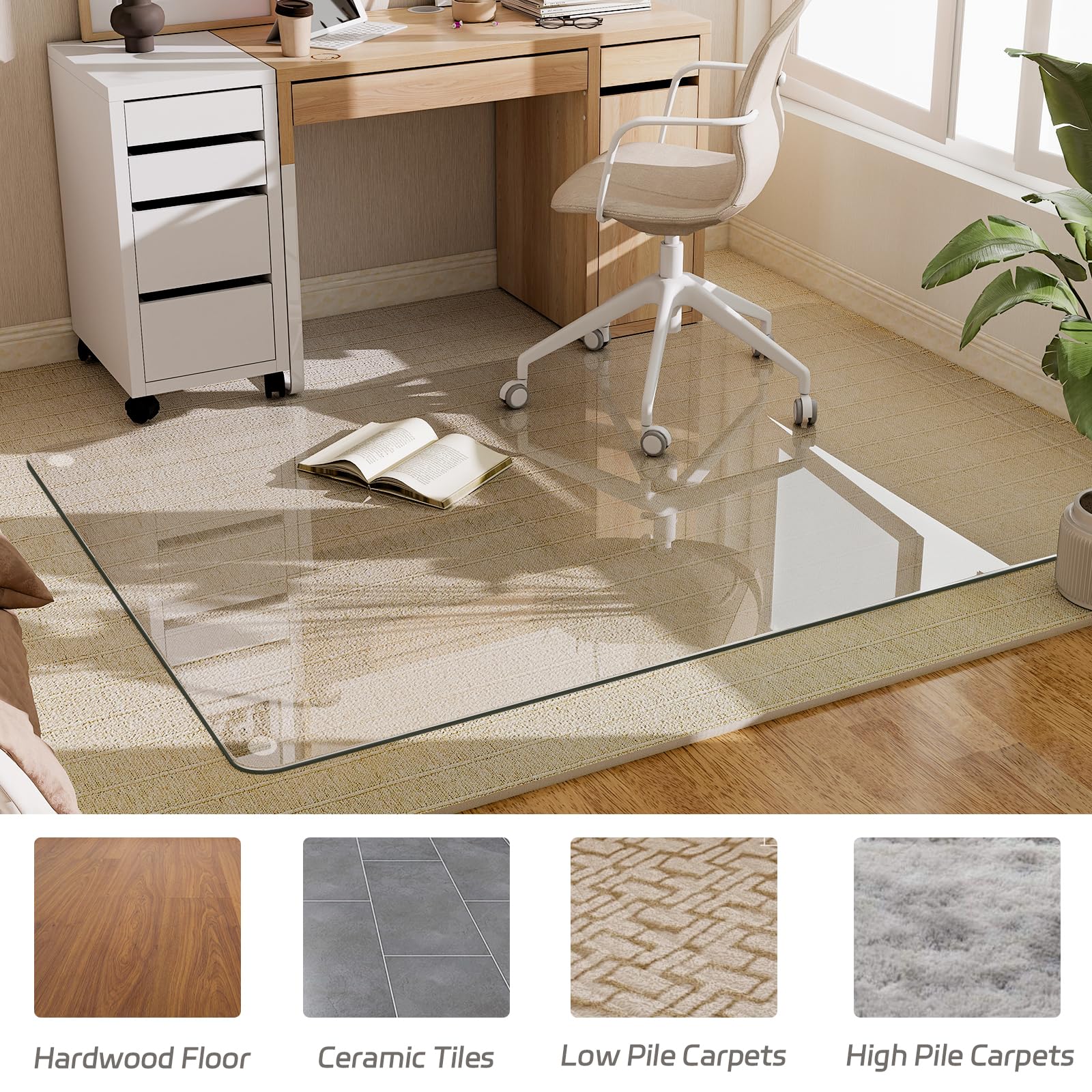 36"x55" Tempered Glass Office Chair Mat