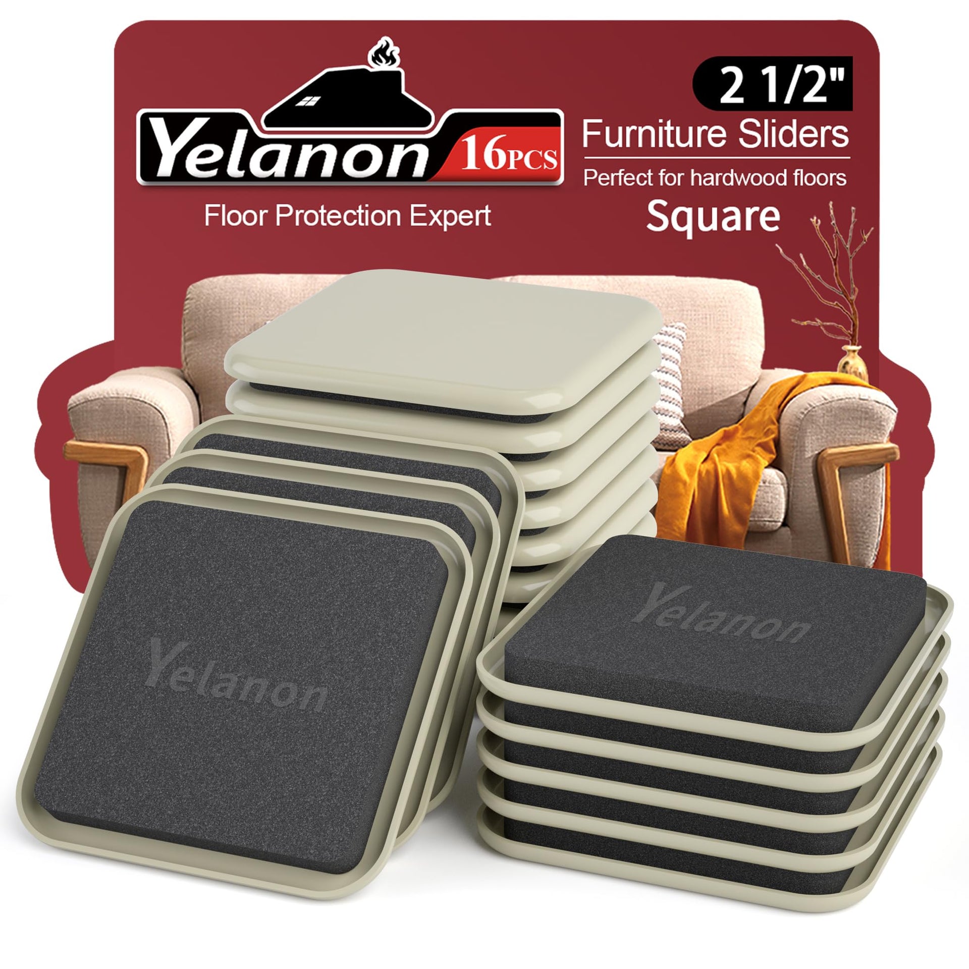 Square Furniture Sliders (16 Count)