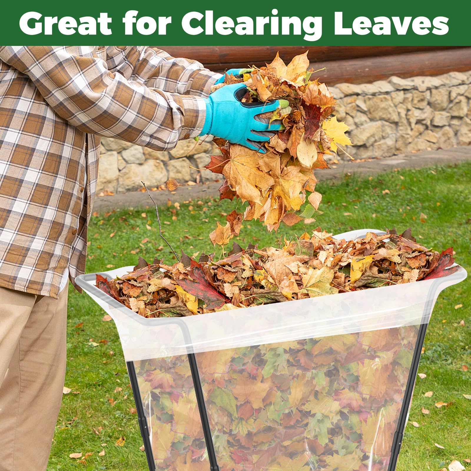 Outdoor Trash Bag Holder Metal Garden Trash Bag Holder for Yard Waste Stand Holds 30
