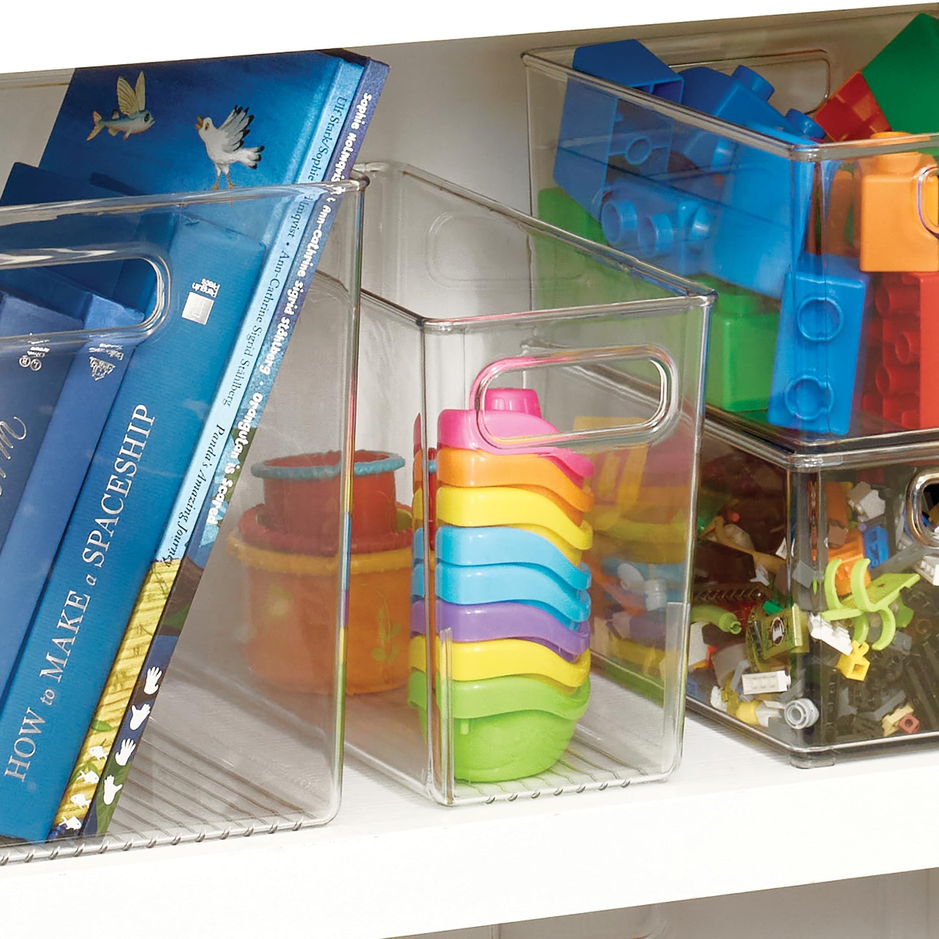 Slim Clear Plastic Bathroom Storage Bin
