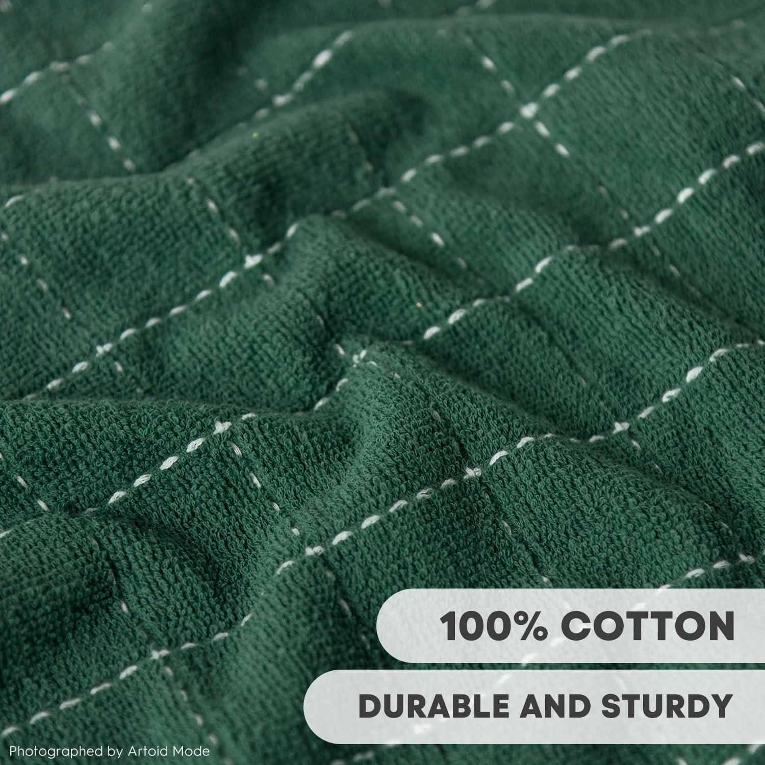 Checkered Designed Cotton Green Terry Kitchen Dish Cloths (6 Count)