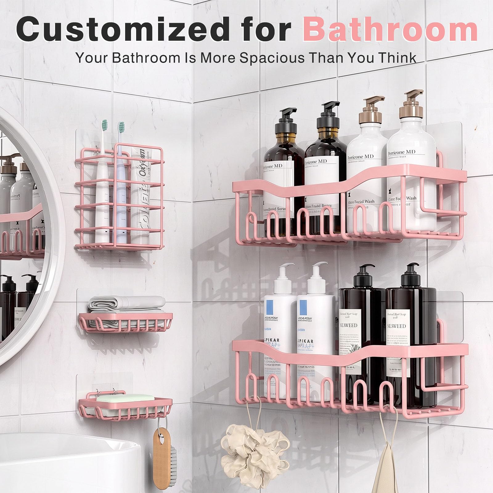 5 Pack Rustproof Stainless Steel Shower Caddy (5 Count)