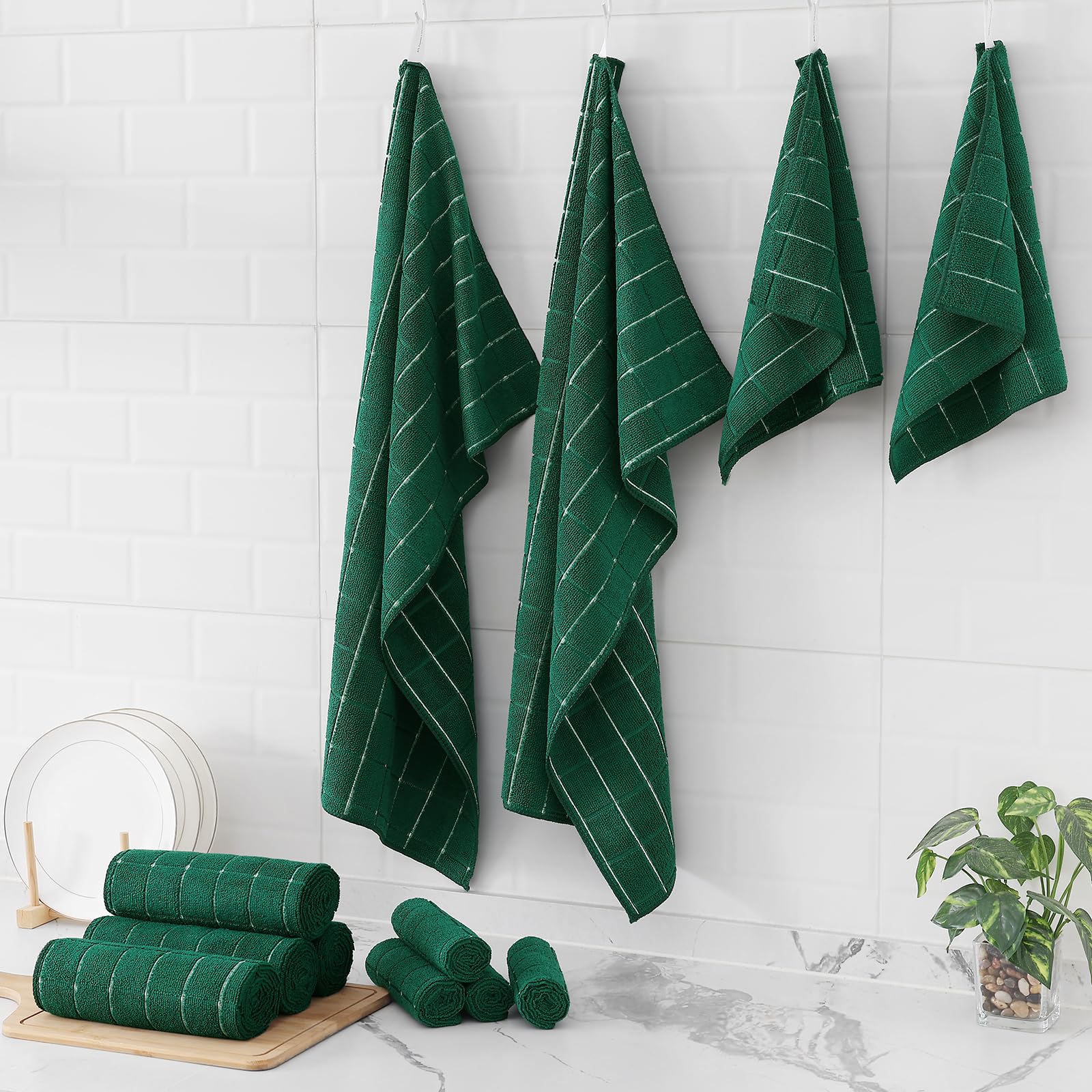 Microfiber Kitchen Towels and Dishcloths Sets (12 Count)