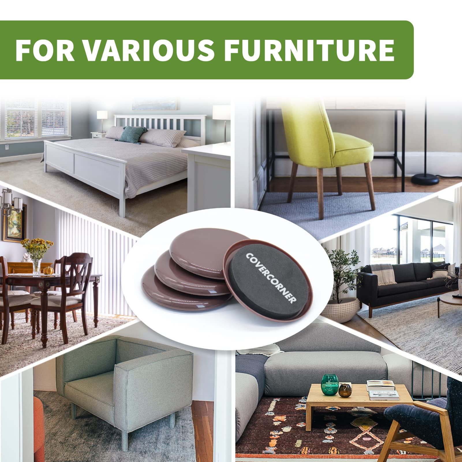 Furniture Sliders for Carpet 8 PCS (8 Count)
