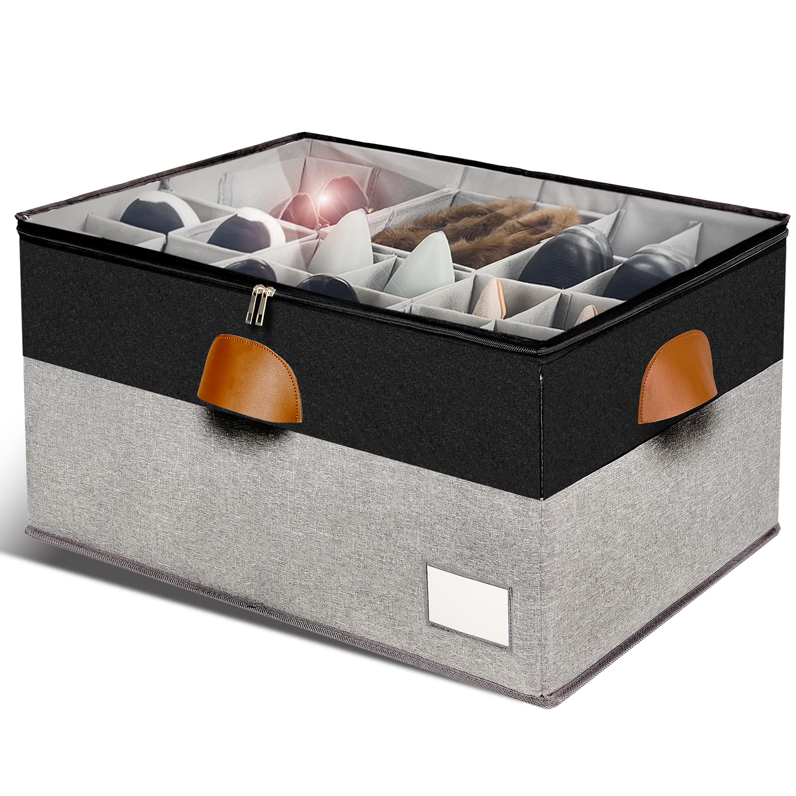 1 Pack Shoe Organizer for Closet Foldable Storage Box with Clear Cover