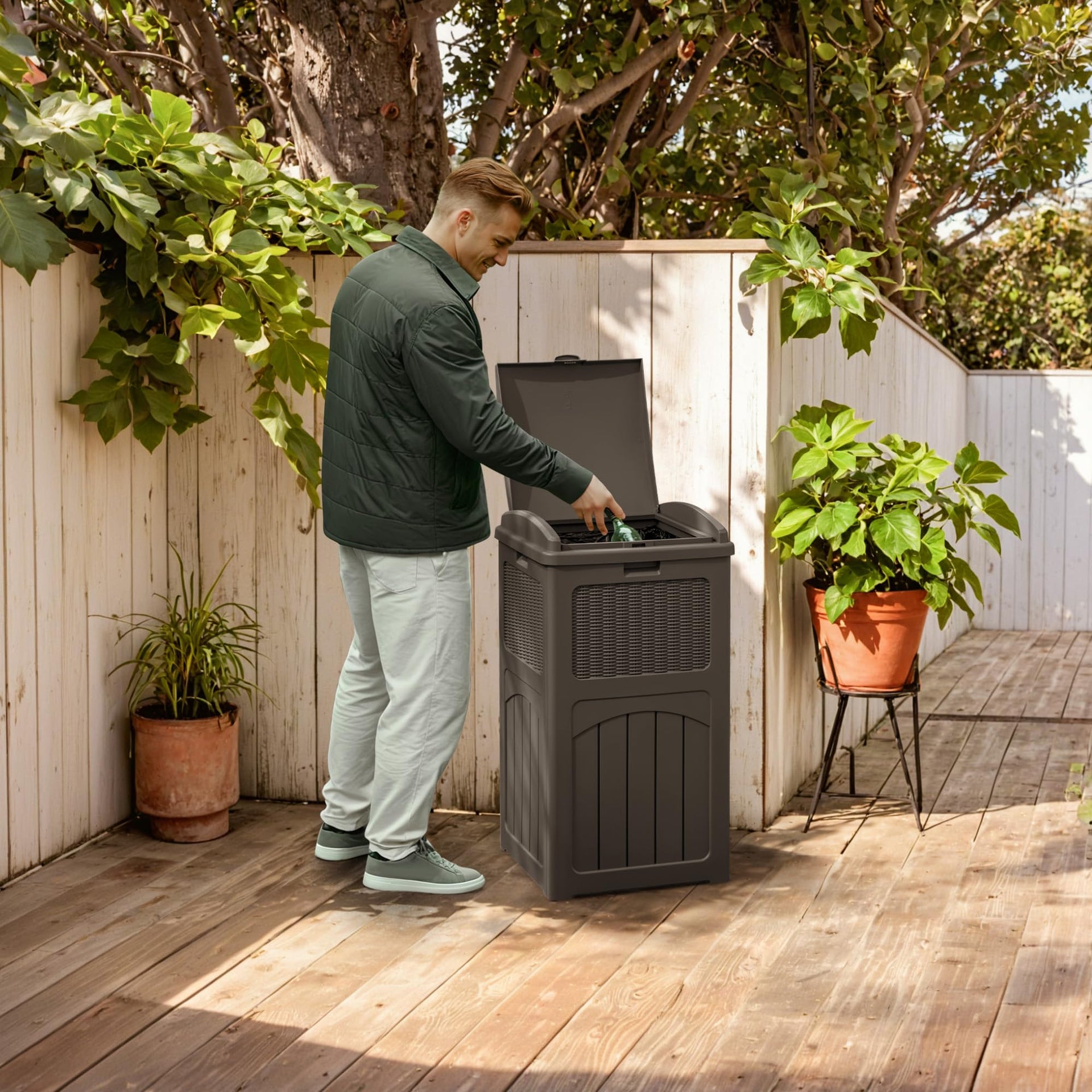4 Pack Outdoor Trash Can with Lid