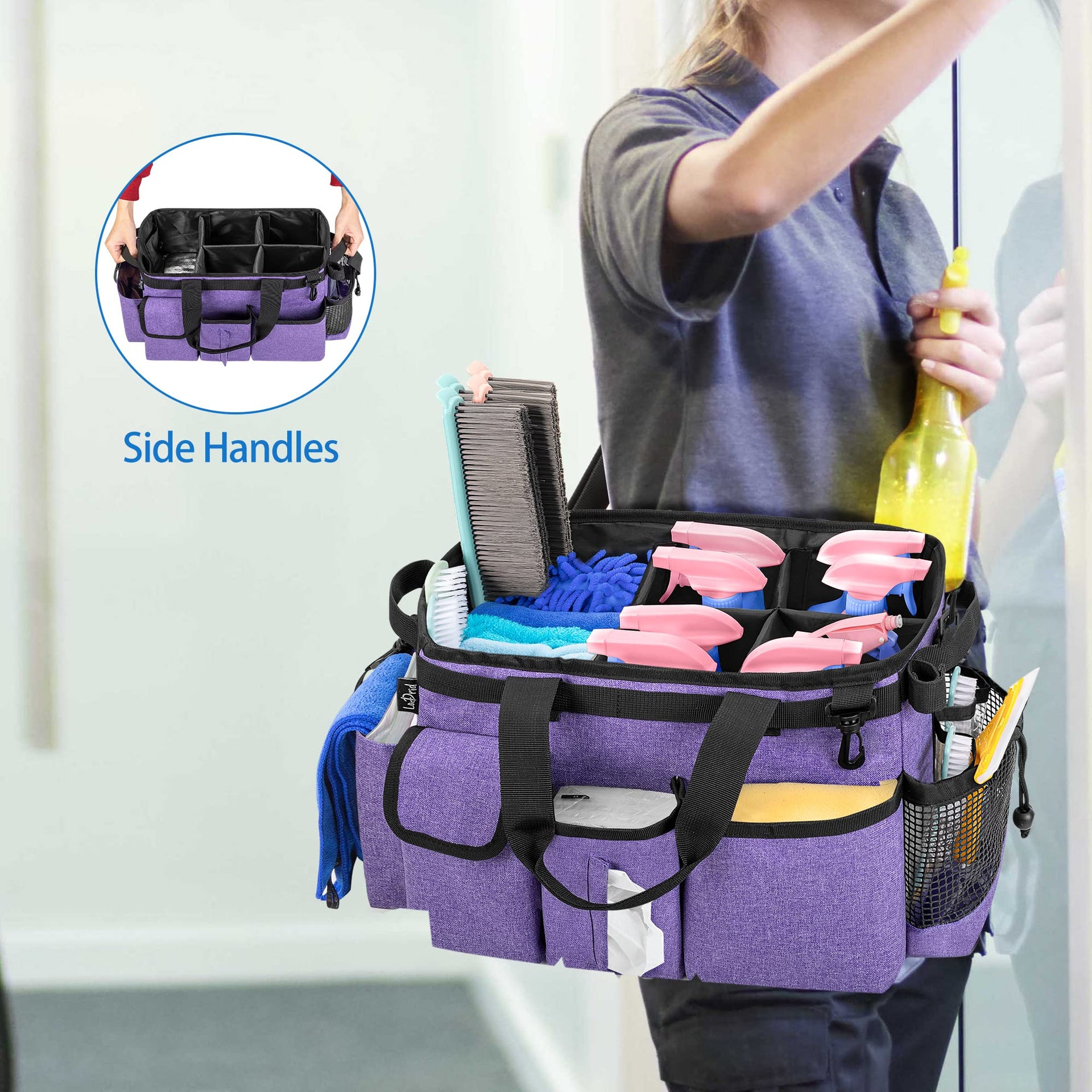 Large Wearable Cleaning Caddy Bag with Detachable Divider