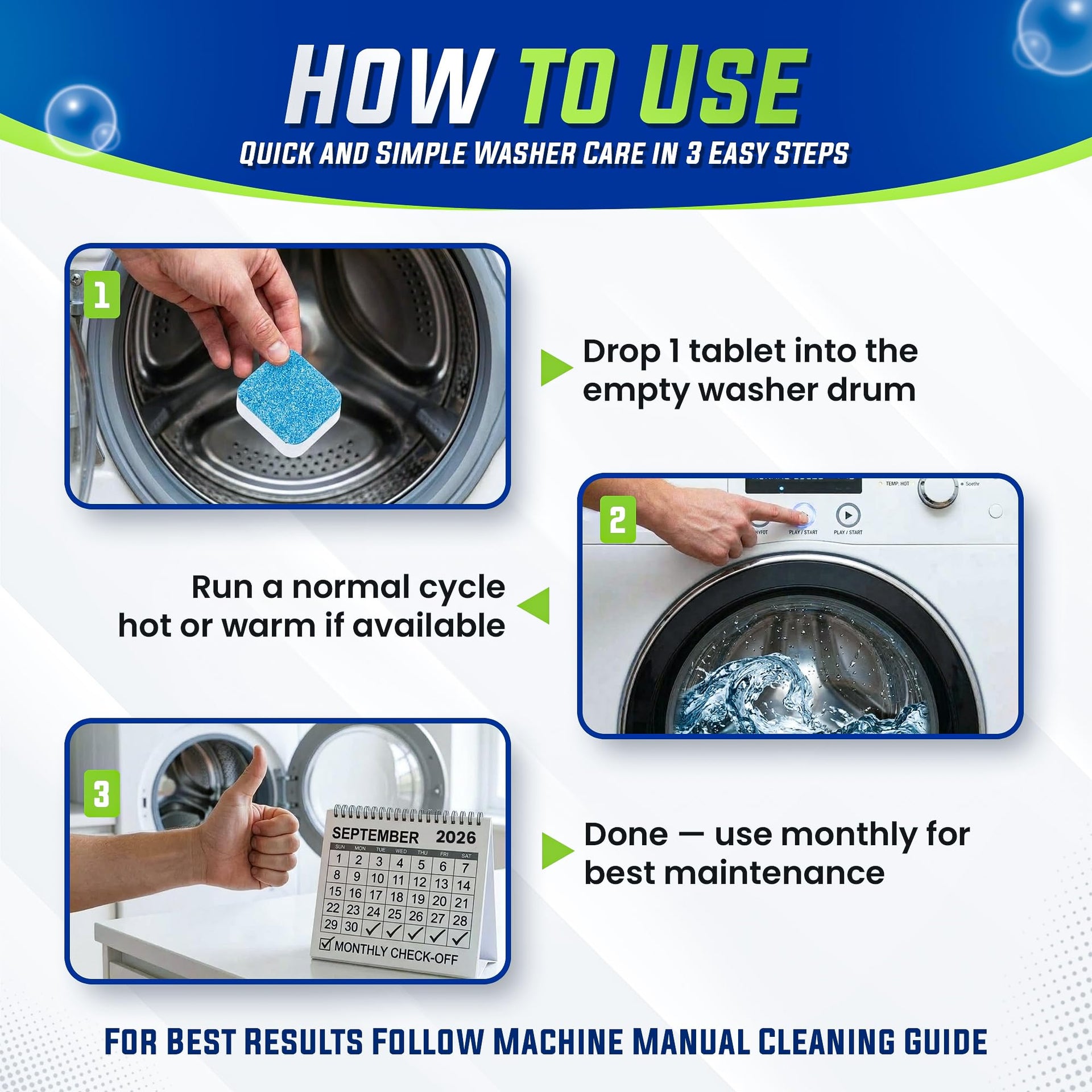 Washing Machine Cleaner Tablets 25 Pack (25 Count)