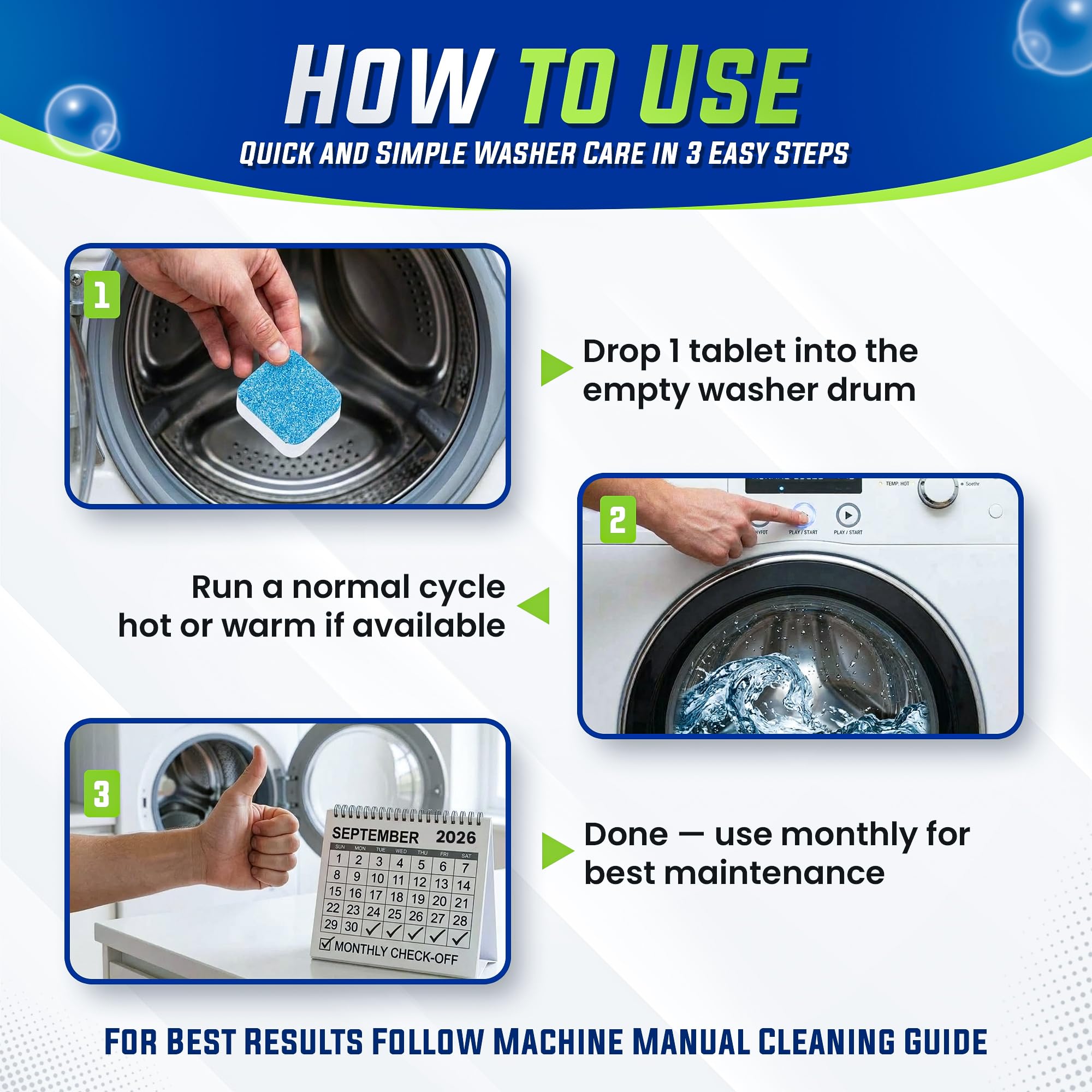 Washing Machine Cleaner Tablets 25 Pack (25 Count)