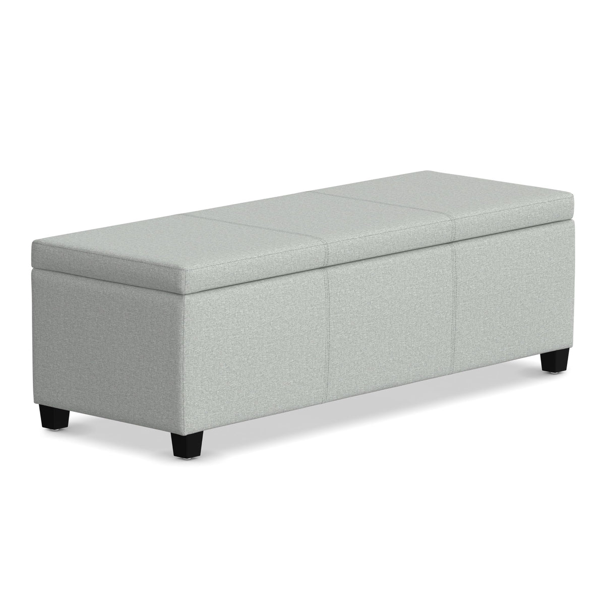 Avalon 48" Wide Linen Look Fabric Storage Ottoman in Grey