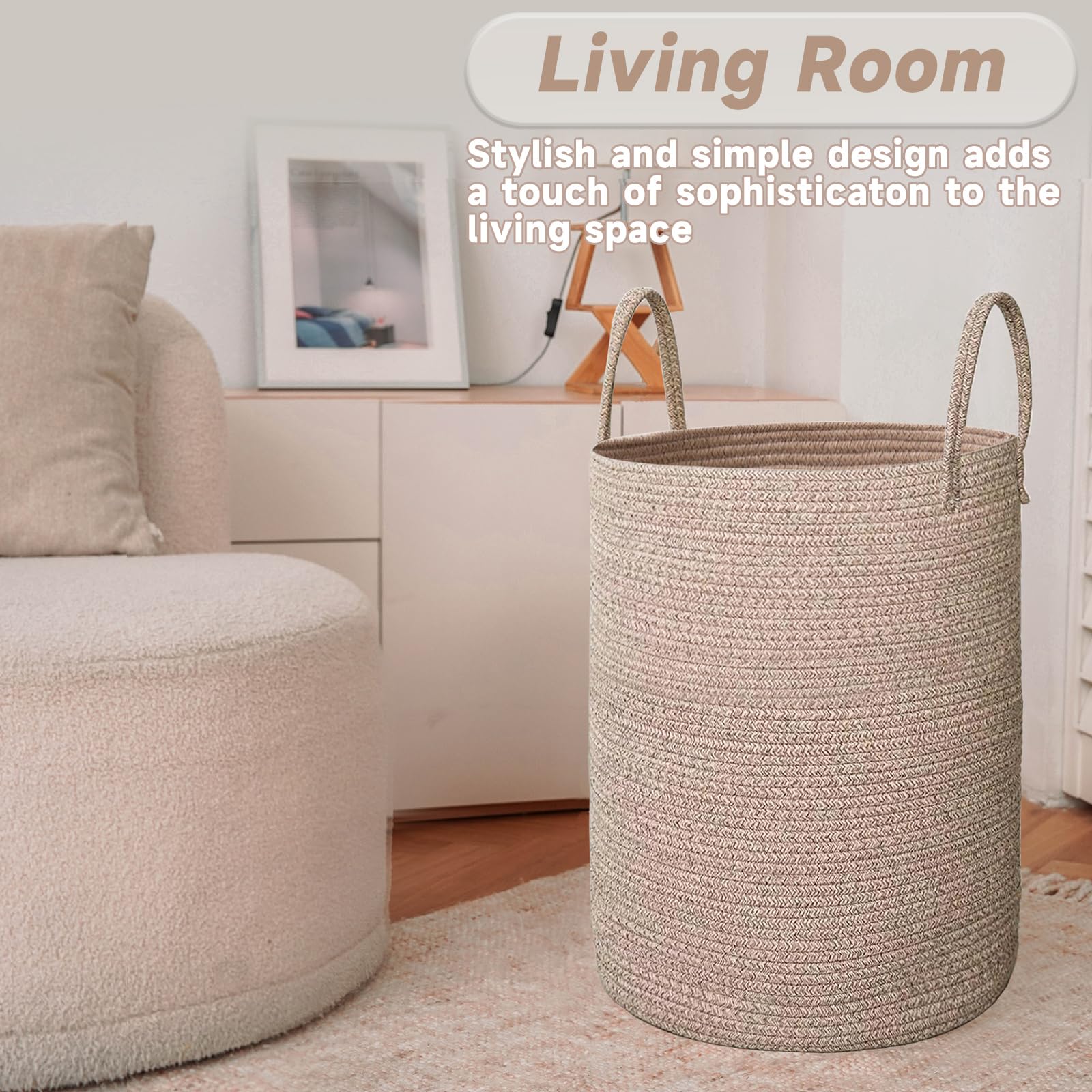 60L Cotton Rope Laundry Basket Hamper
