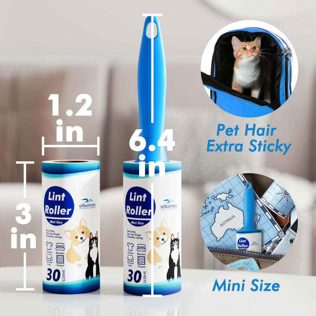 Mini Extra Sticky Lint Rollers for Travel (150 Count)