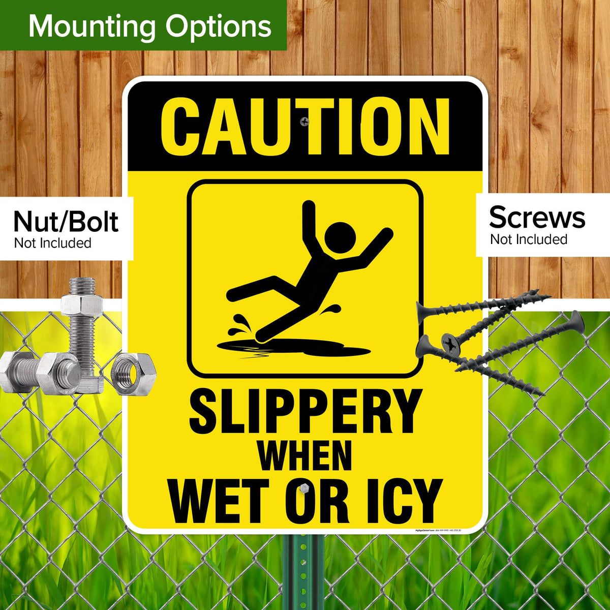 Caution Slippery When Wet Sign or ICY Sign