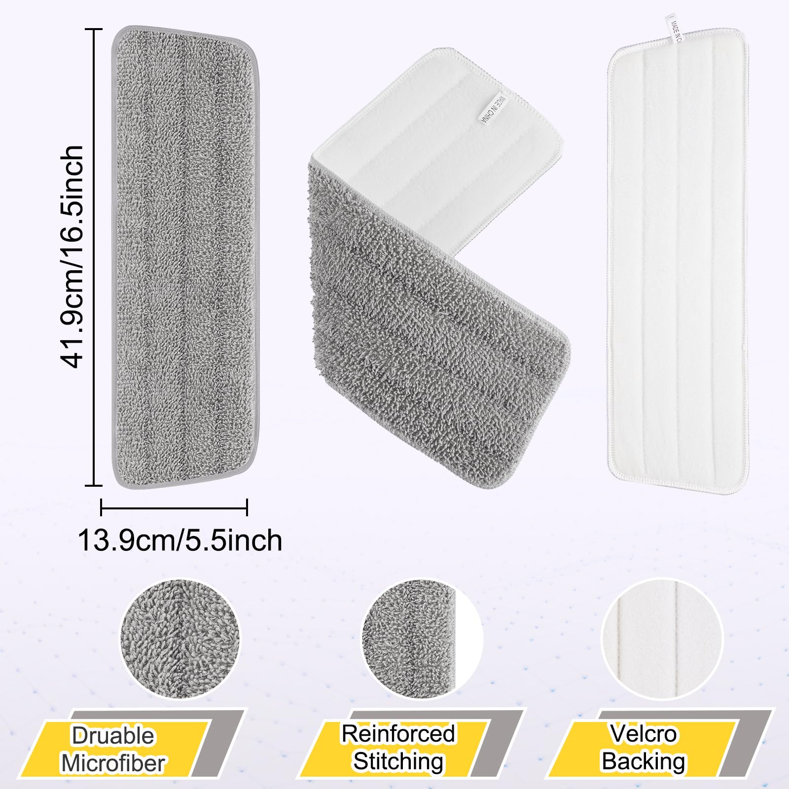 16.5 Inch Reusable Mop Pads Microfiber Spray Mop Replacement Heads for Wet