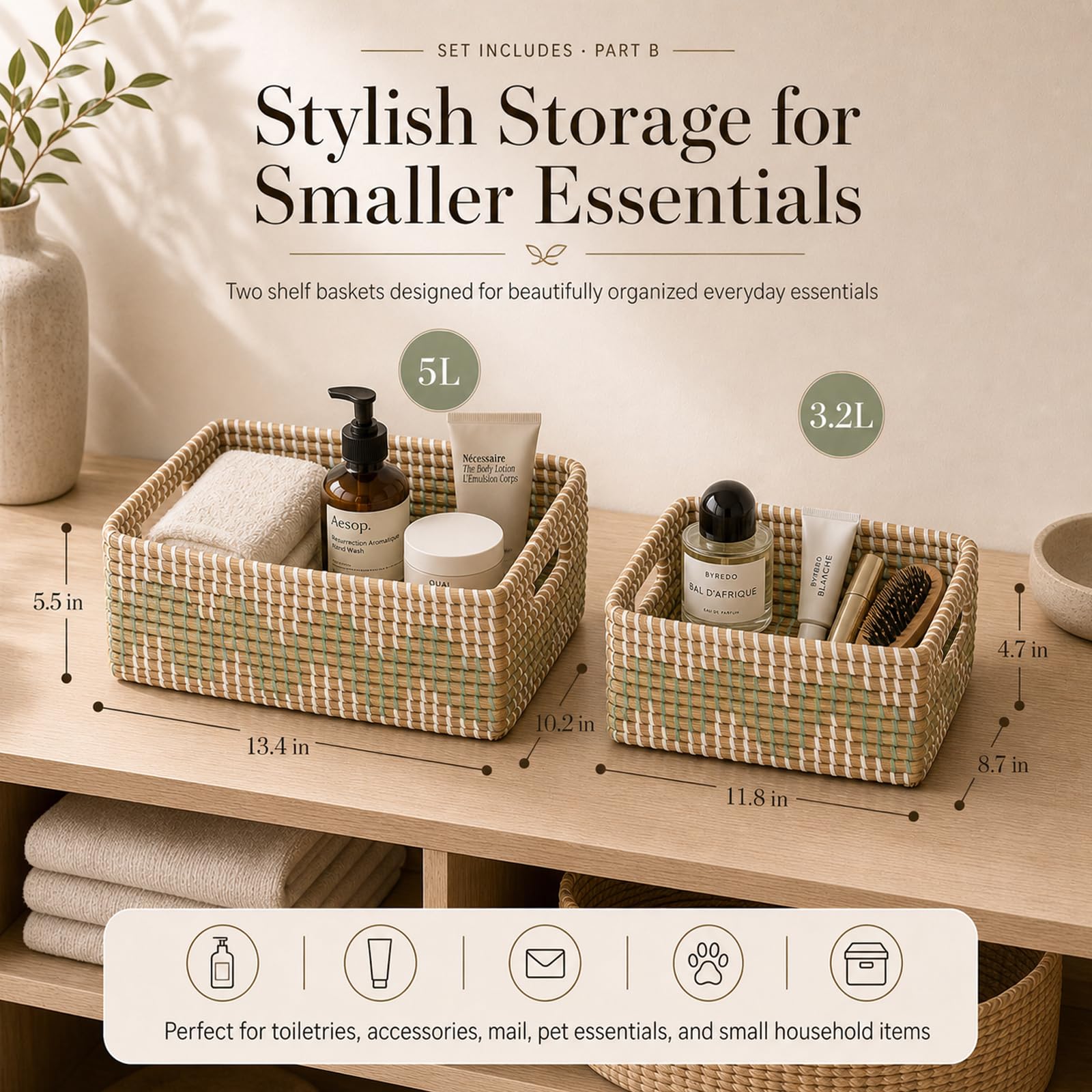 Sea Grass Storage Basket Set of 4 (4 Count)
