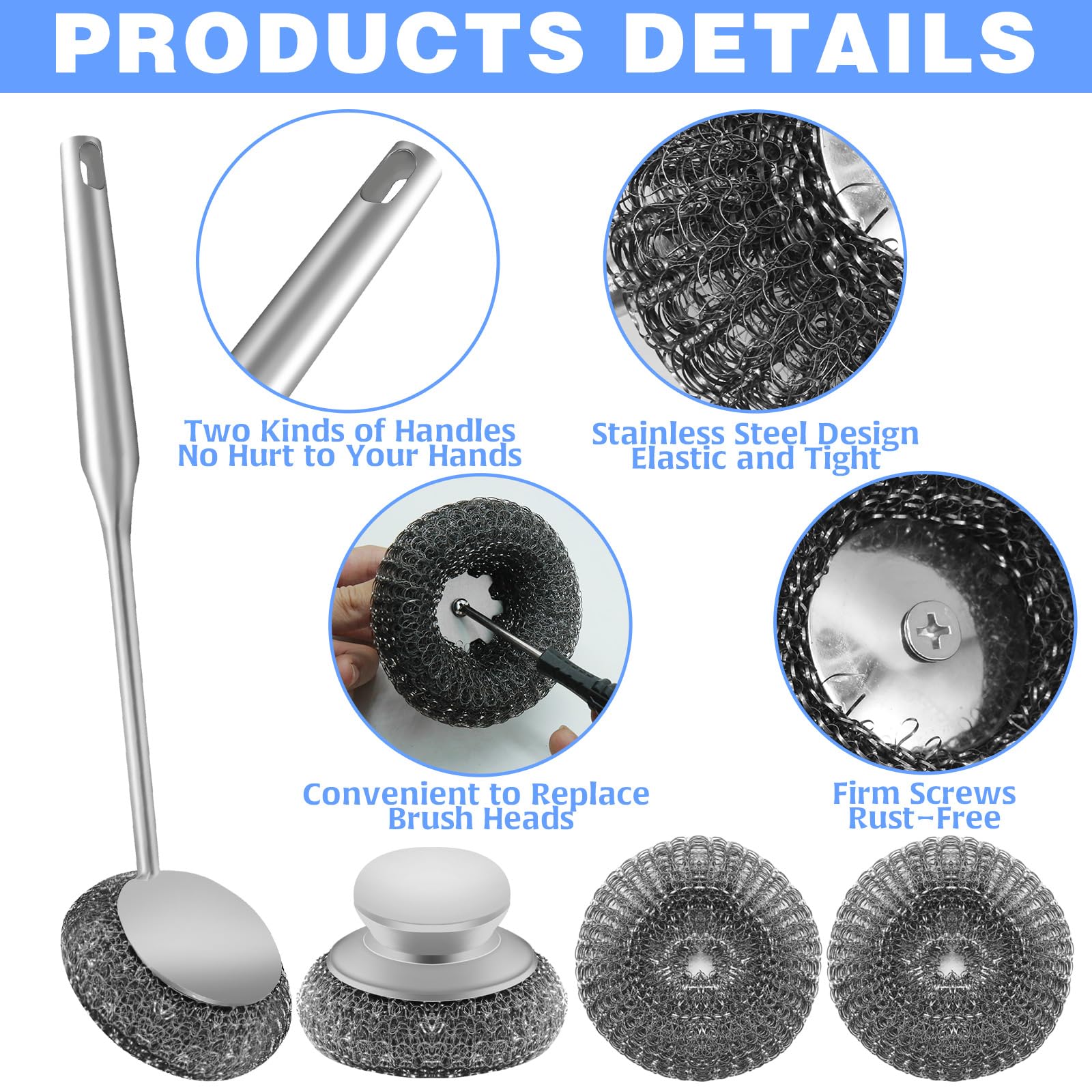 2Pcs Stainless Steel Wool Scrubber Sets (2 Count)