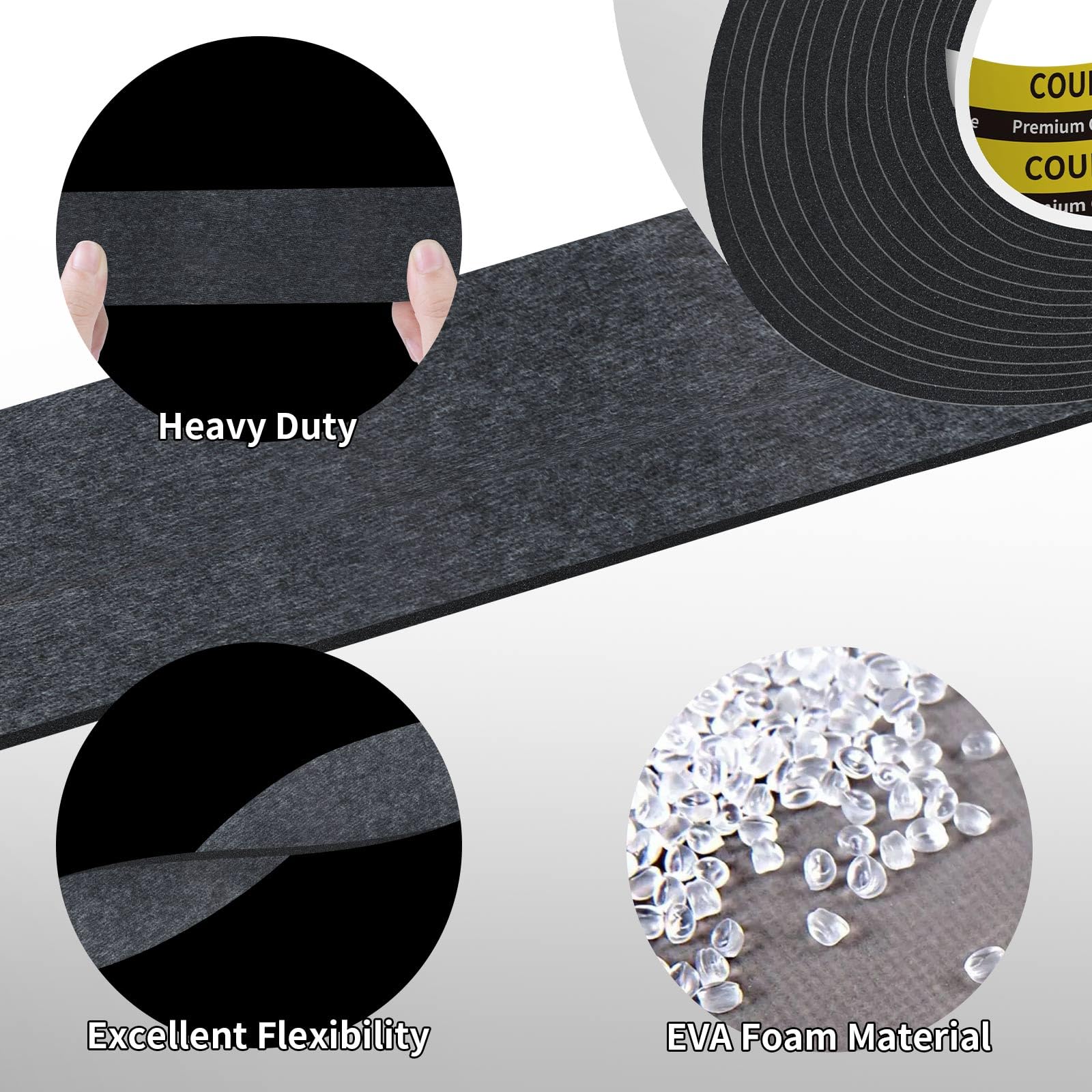 Black Foam Tape Weather Stripping Sealing Sponge (9.84 Foot)