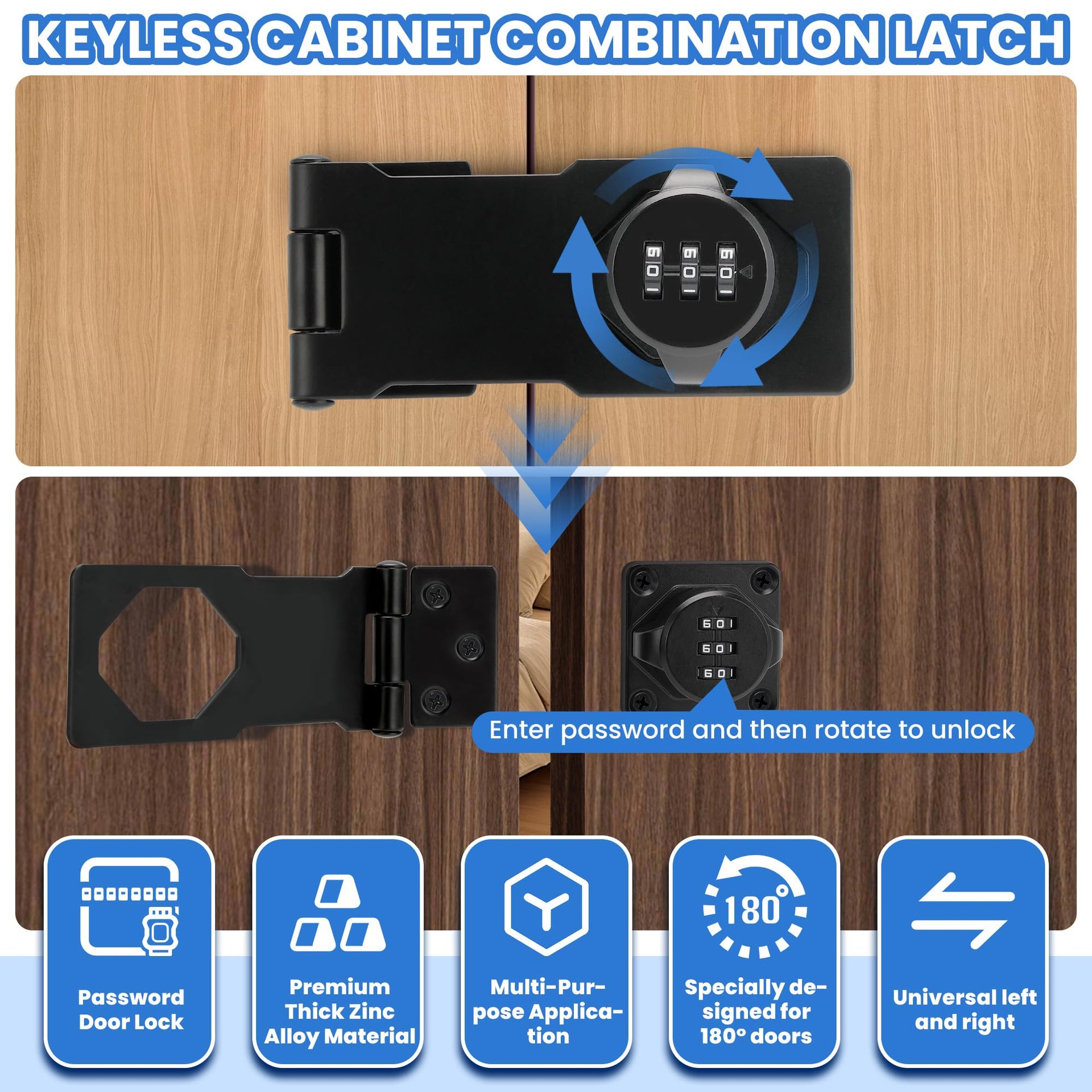 Keyless Cabinet Lock with Combination Code