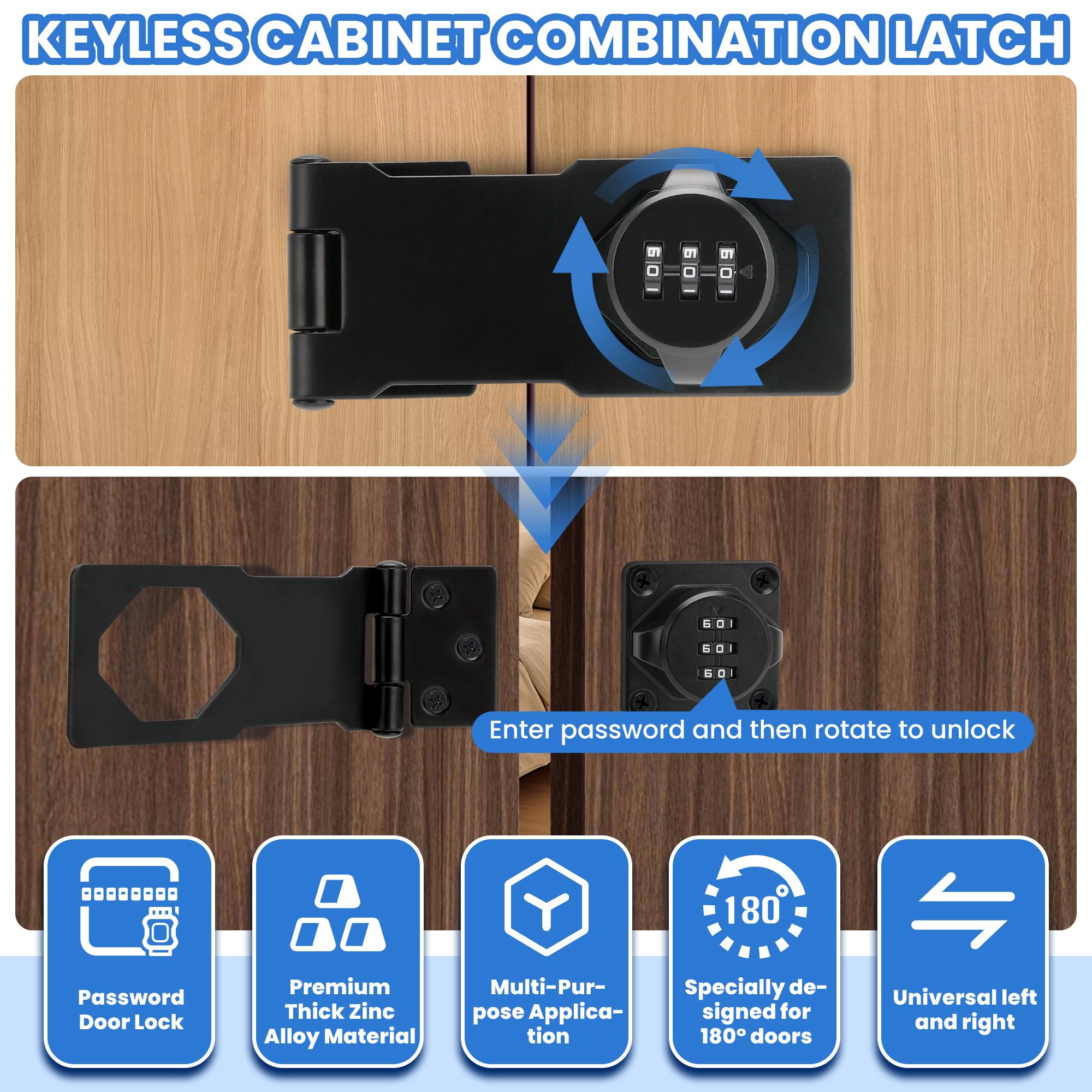 Keyless Cabinet Lock with Combination Code