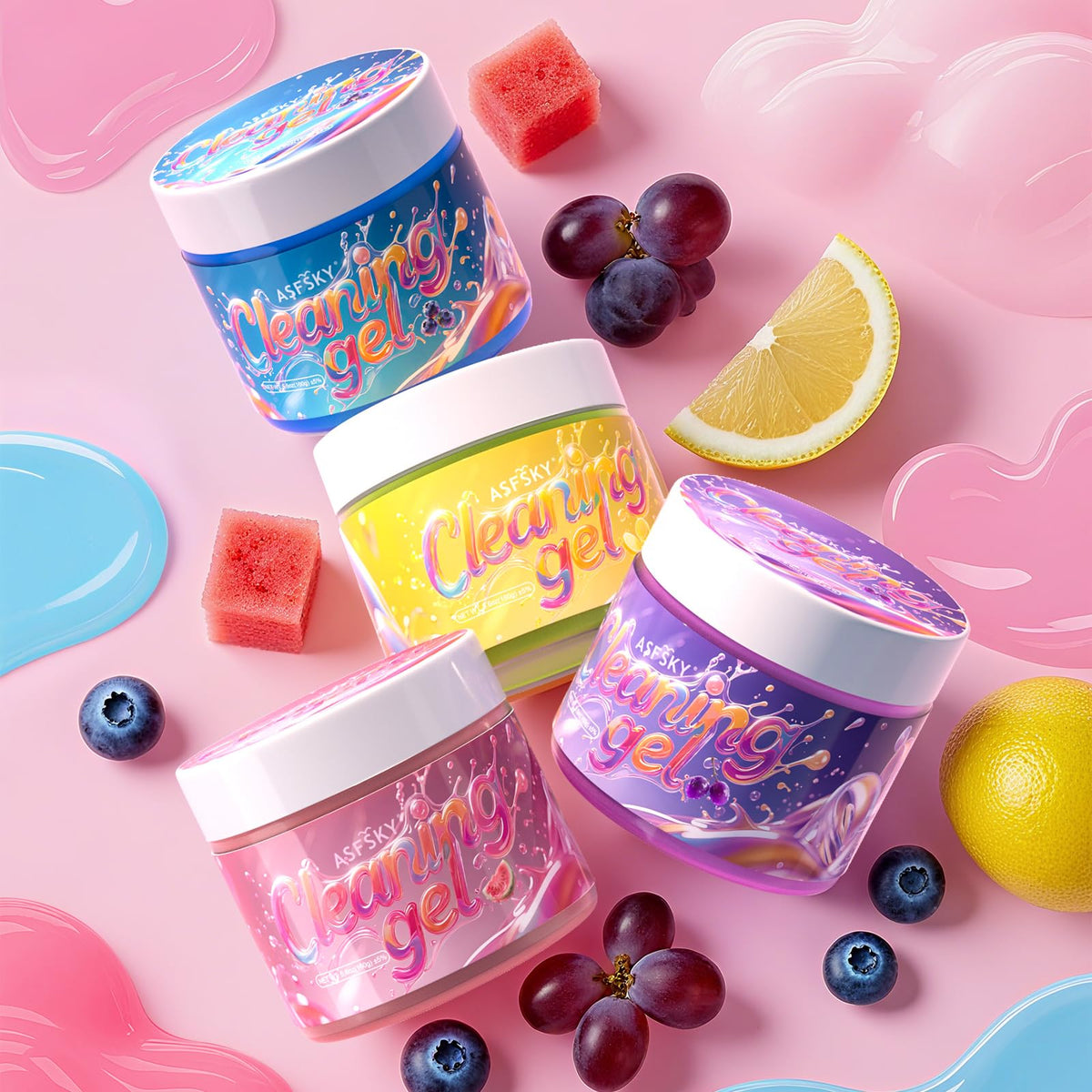 Car Cleaning Gel Cleaning Putty Universal Fruit Scent 4 Pack (22.4 Ounce)