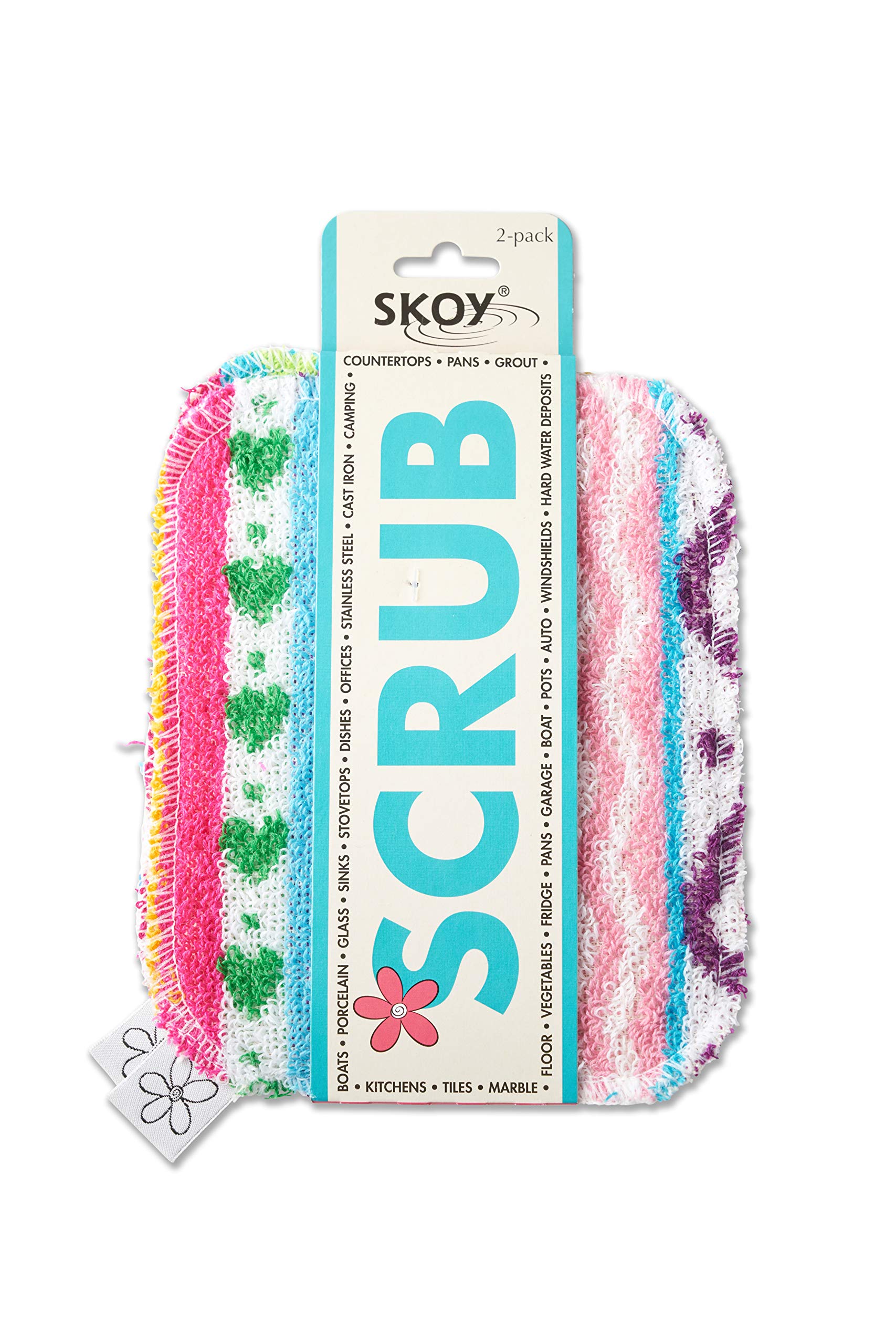 Scrub, 2-pack Reusable, Non-Scratching Dish Scrubber for Kitchen and Household Cleaning, Planet-Friendly, Dishwasher Safe Soft Scrub, Assorted Colors and Designs (2 Count)