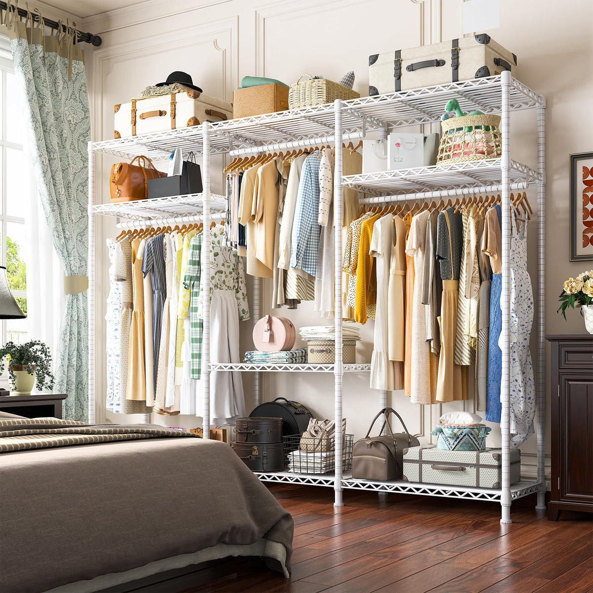 Clothes Rack Heavy Duty Load 795LBS Adjustable Clothing Racks for Hanging Clothes Garment Rack
