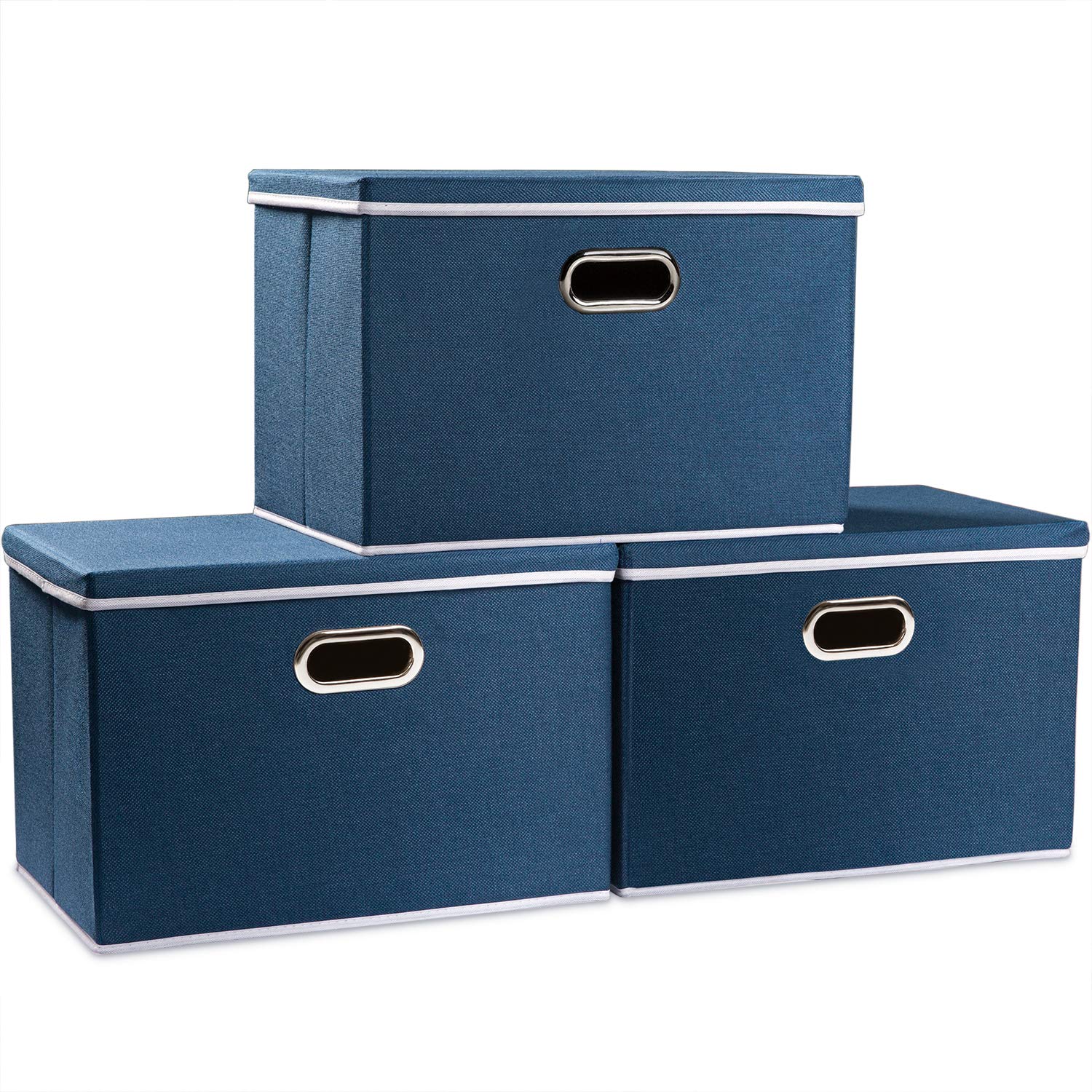 Large Collapsible Storage Bins with Lids [3 (3 Count)